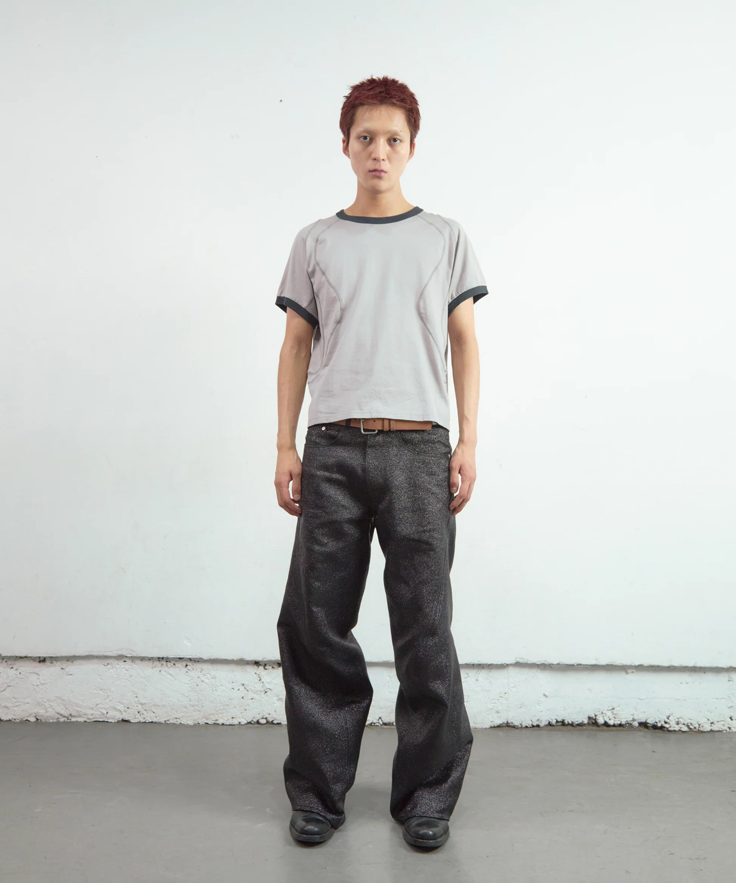 GLITTER TWILL 3D TWISTED WIDE LEG 5P PANTS NVRFRGT