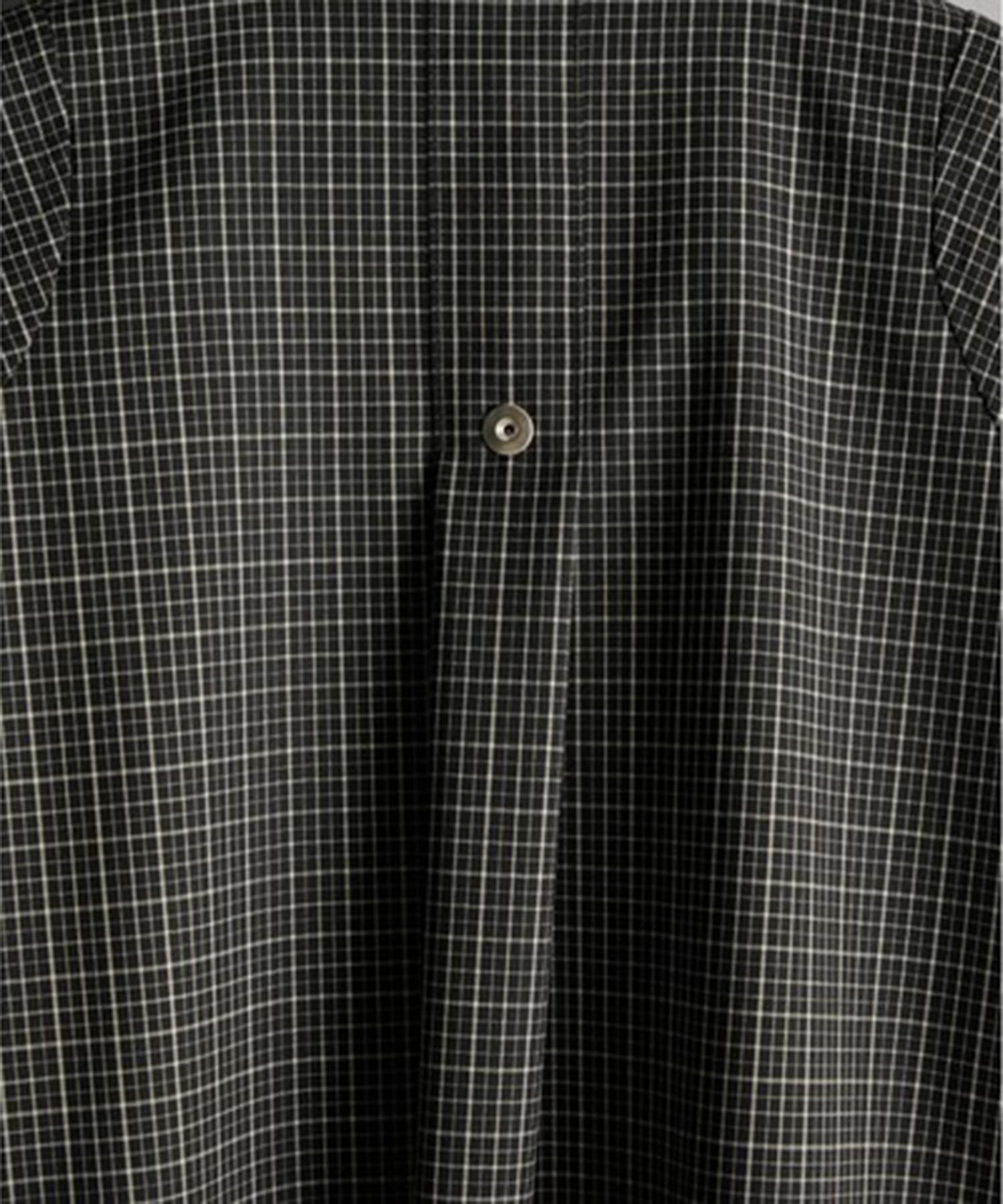 cropped open collar short sleeve shirt check CONZ
