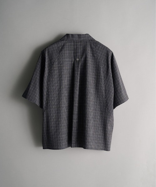 cropped open collar short sleeve shirt check CONZ