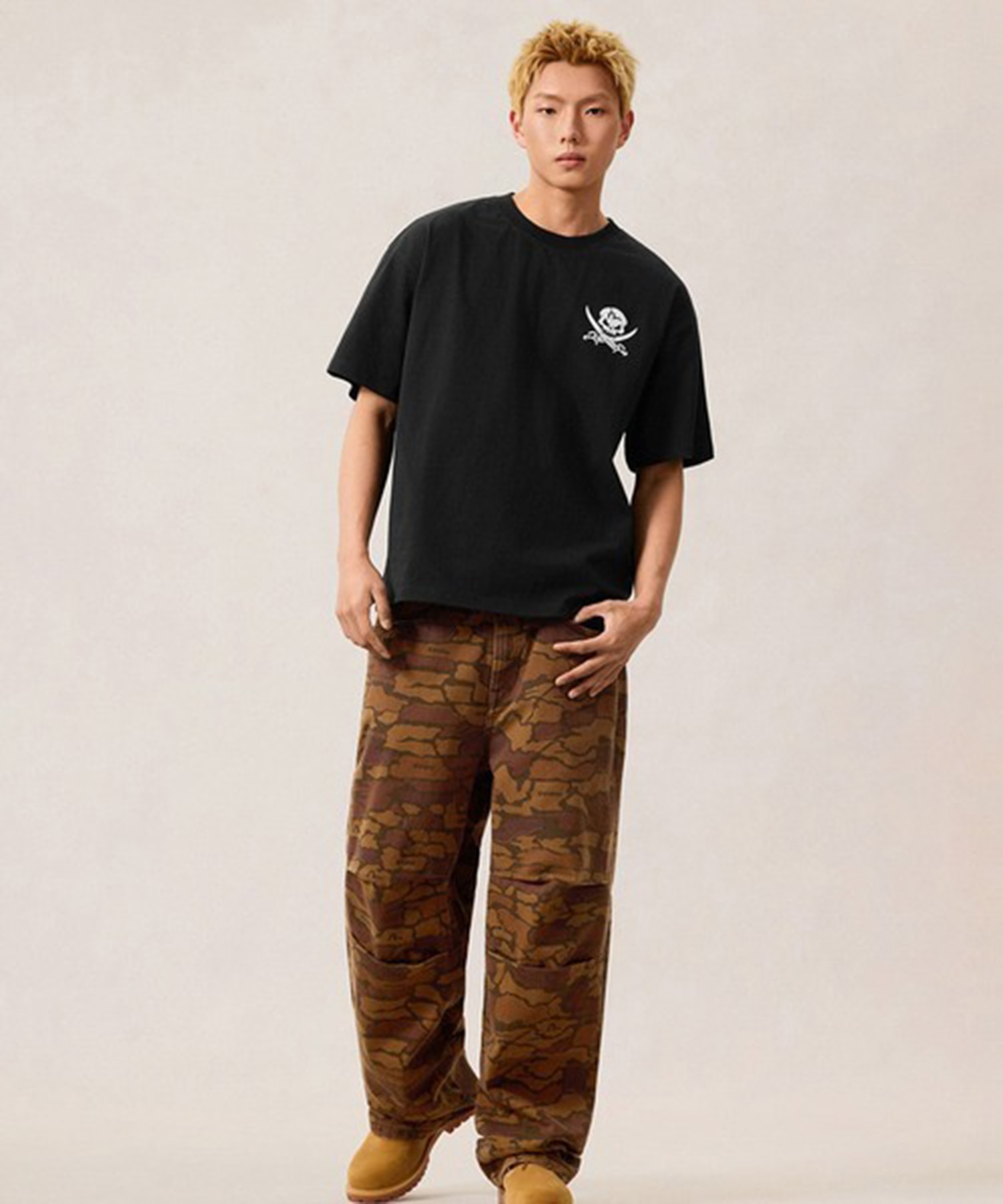 HT DISTRESSED CAMO DAICOCK T-SHIRT EVISU