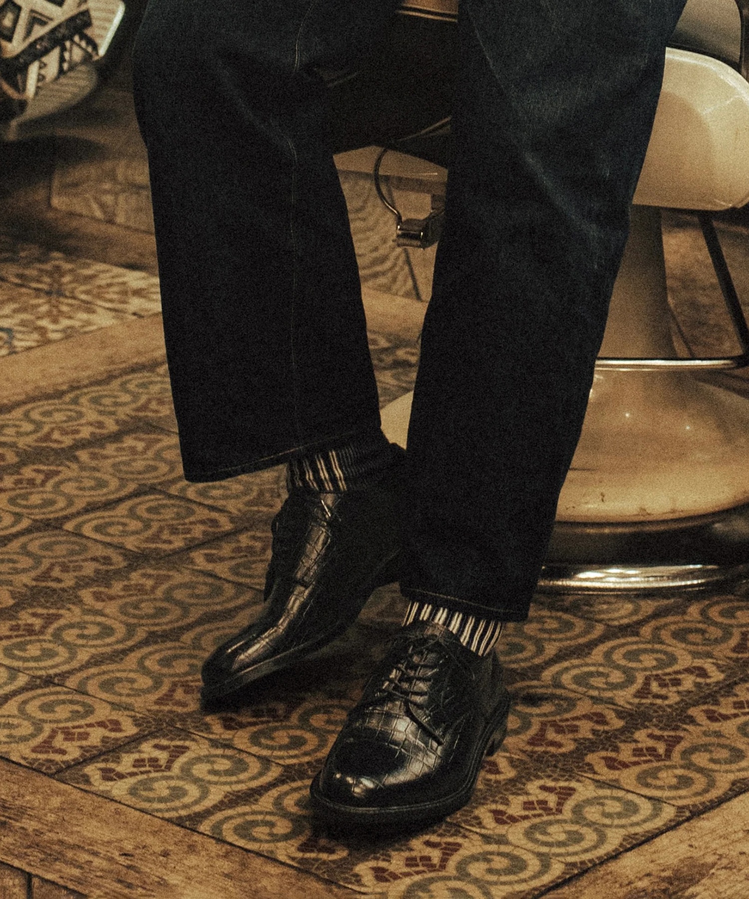 CLASSIC PLAIN TOE　　BLACK CROCODILE The Kenford FINESHOES