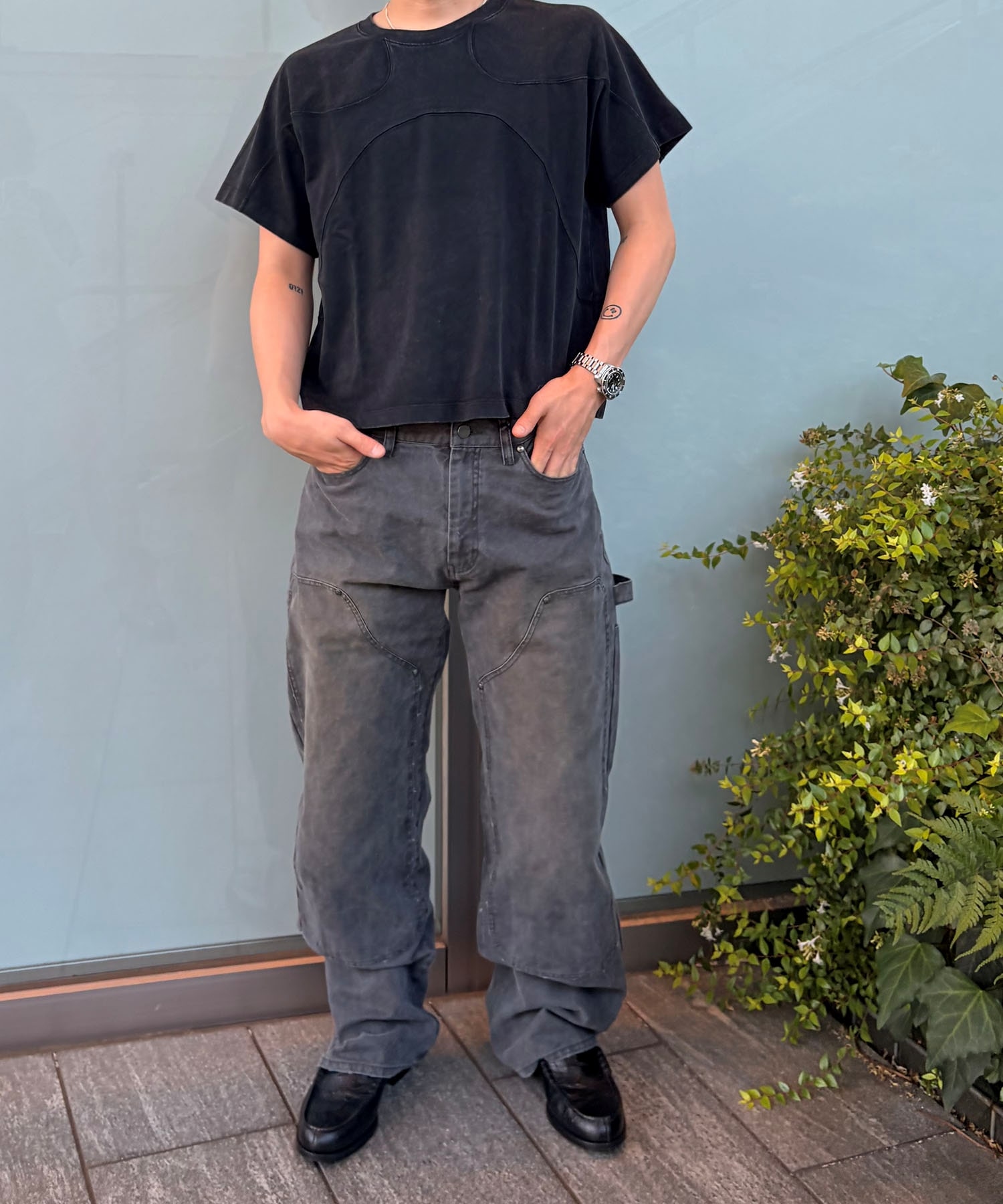 loose fit duck double knee pants CONZ