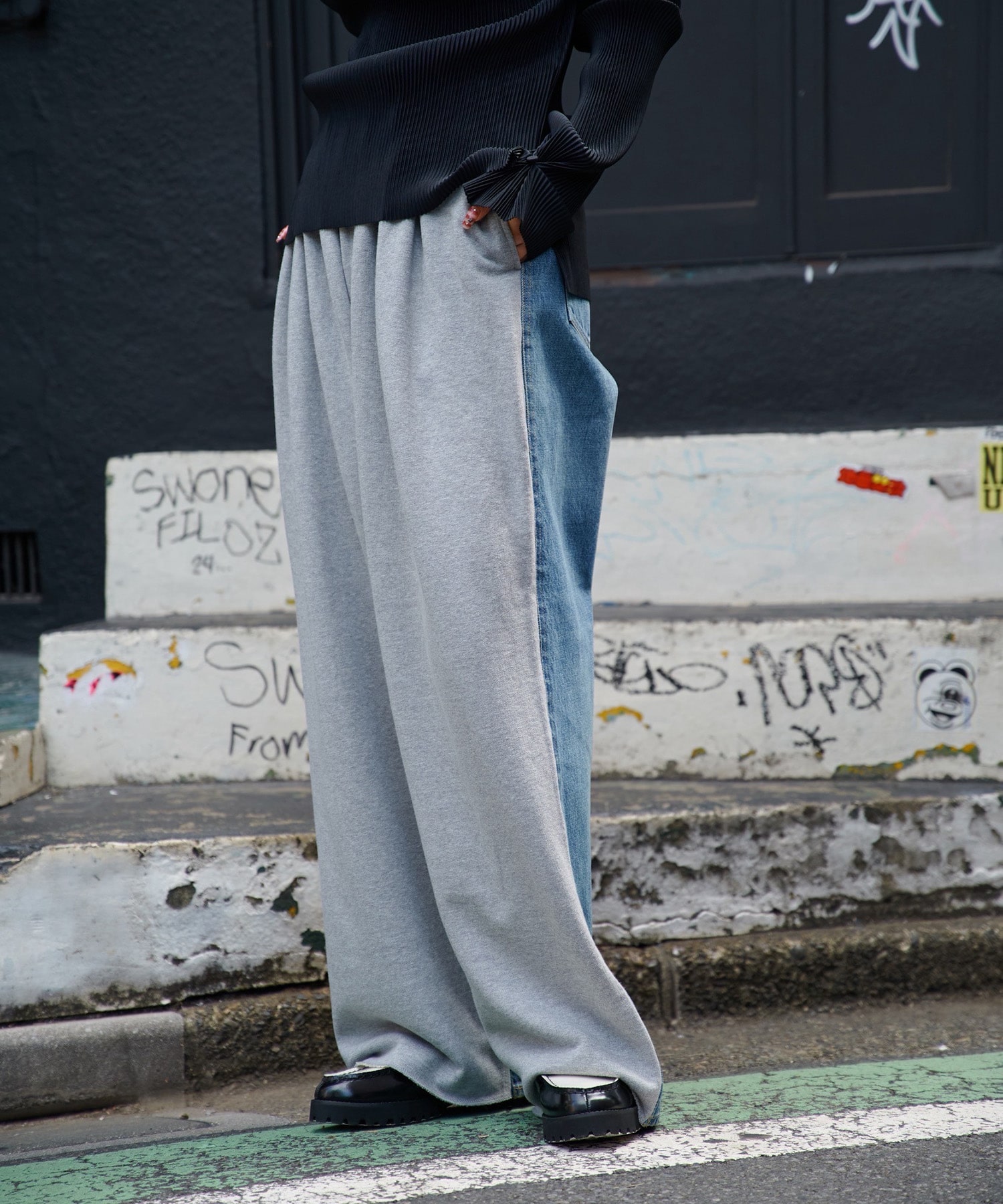 Hybride Sweat Denim Pants INSCRIRE