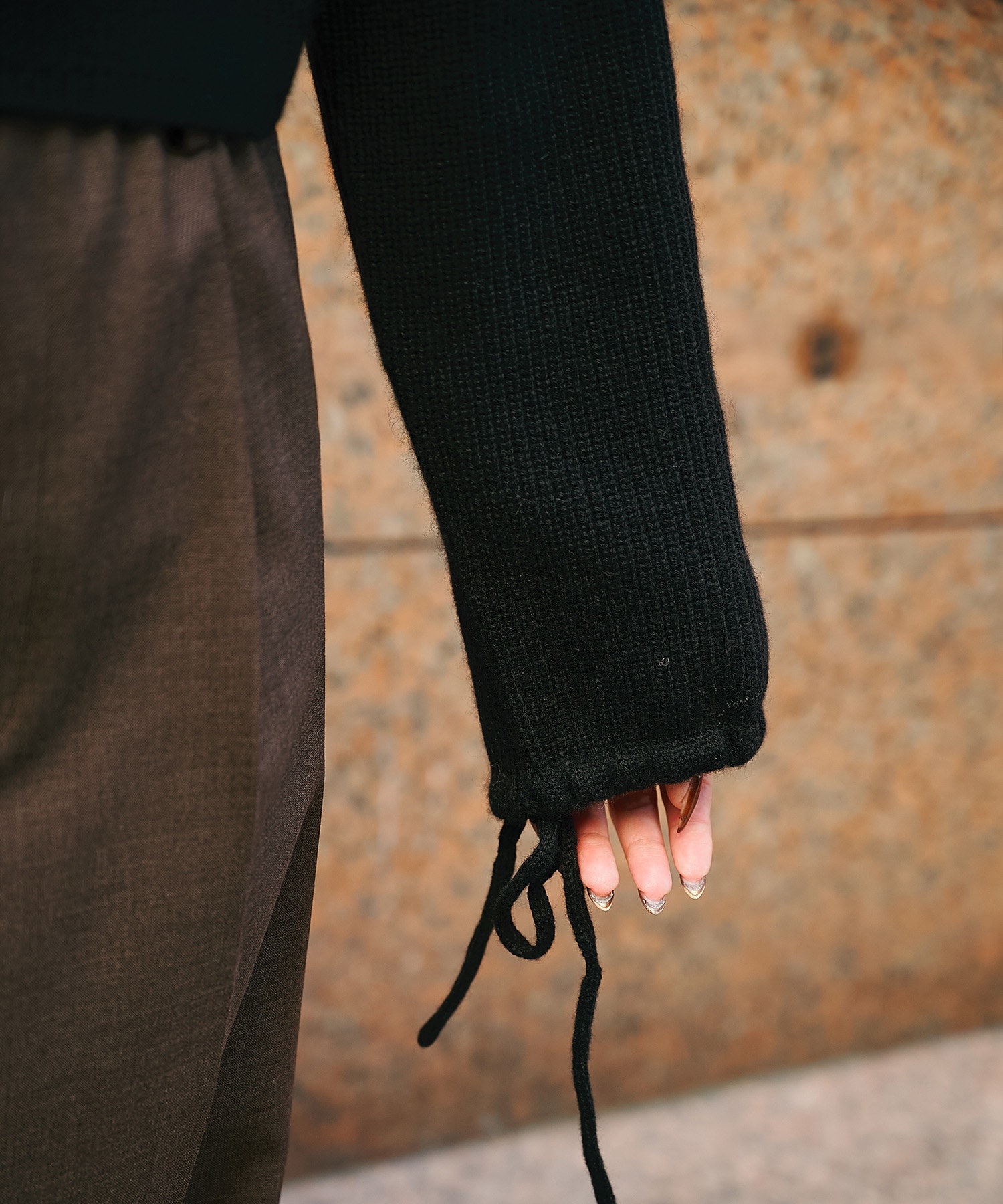 EX.cashmere slit neck loose short knit Knuth Marf