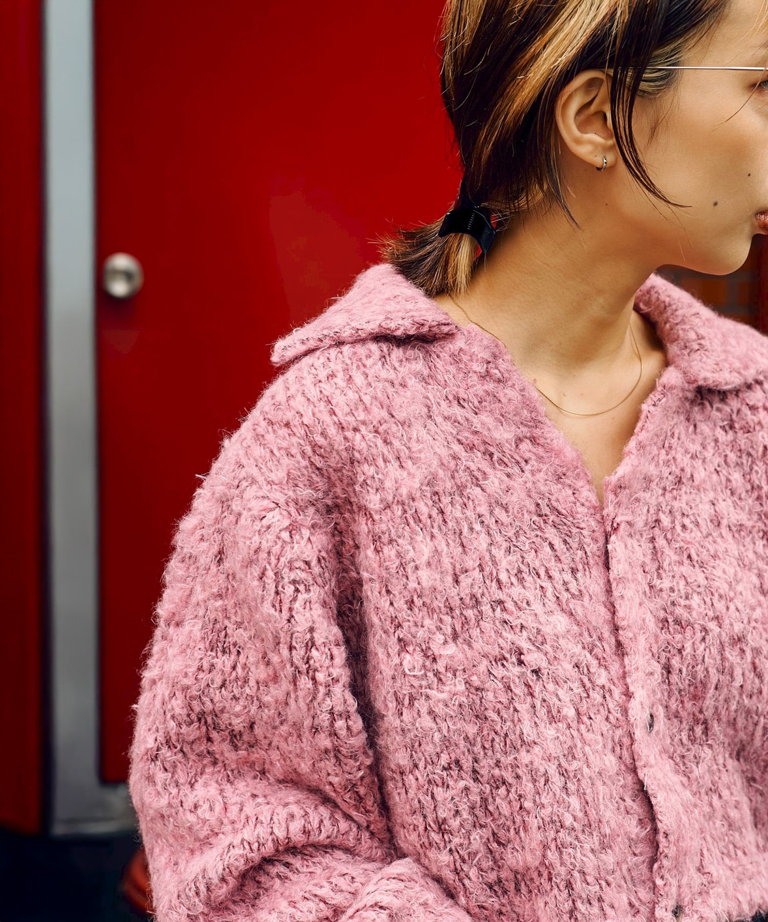 MIX FUR MOLE KNIT SKIPPER CARDIGAN ANTHEM A