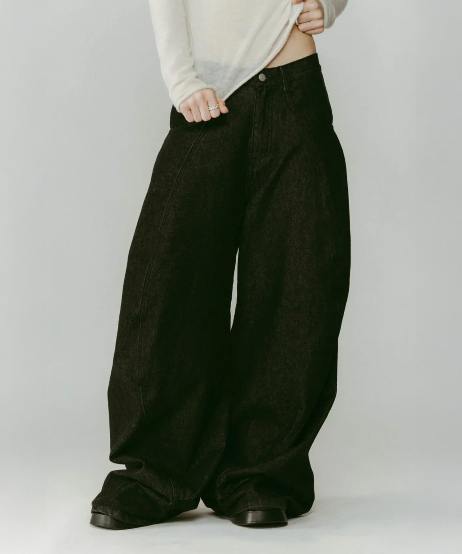 tuck design denim pants Knuth Marf