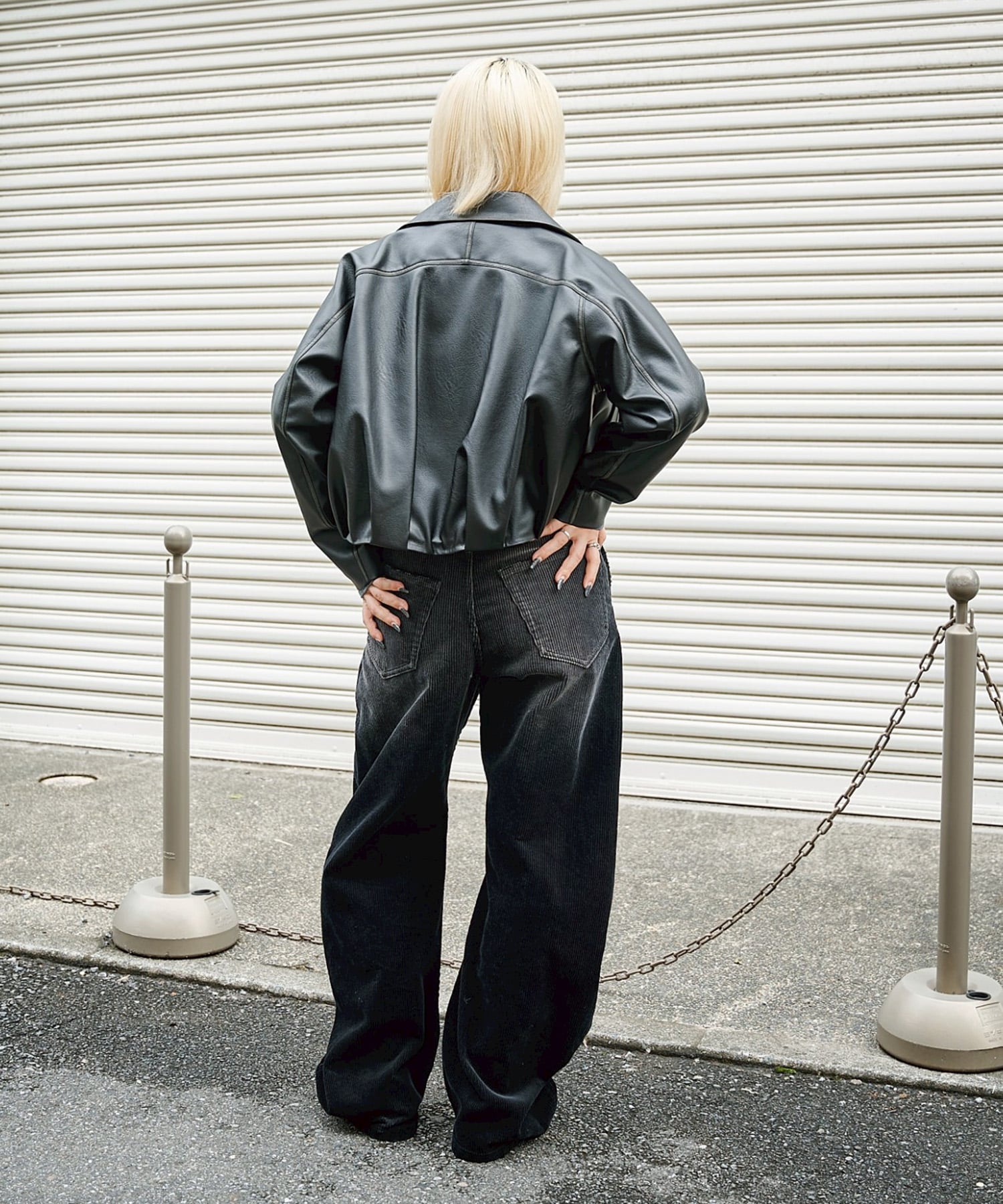 BALLOON LEATHER ZIP UP JACKET CONZ