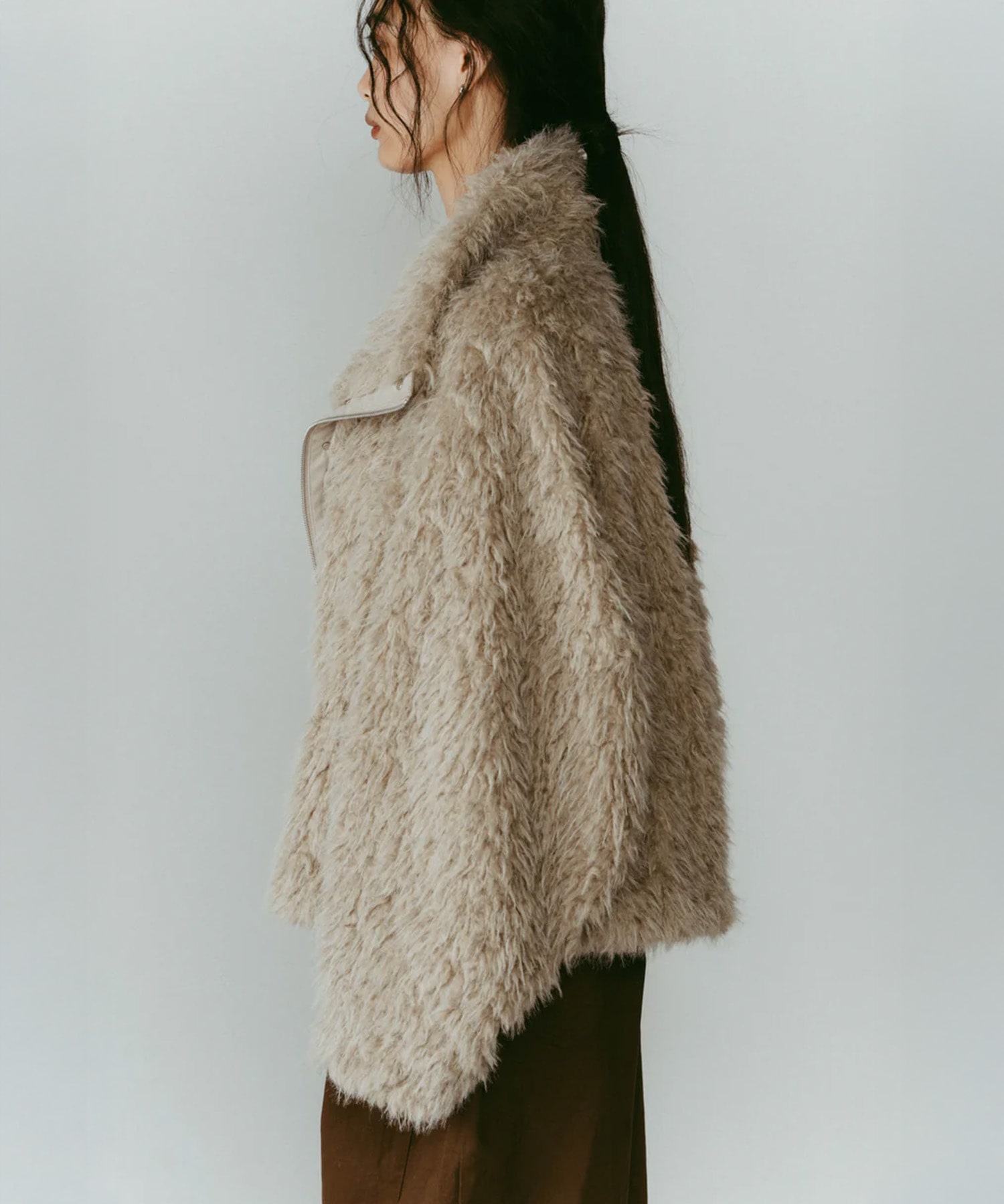 shaggy stand collar coat Knuth Marf