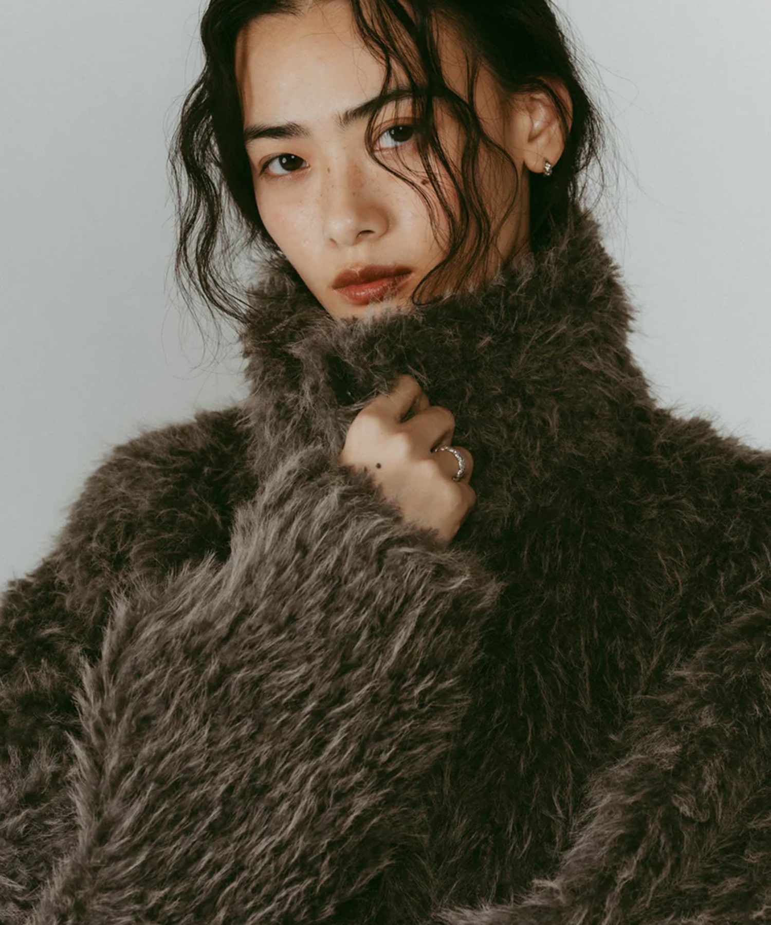 shaggy stand collar coat Knuth Marf