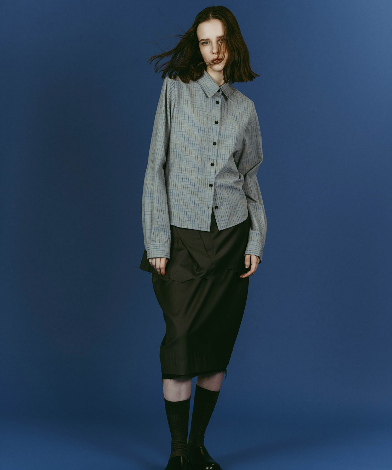 2-piece layered compact shirt/bluecharcoal Knuth Marf