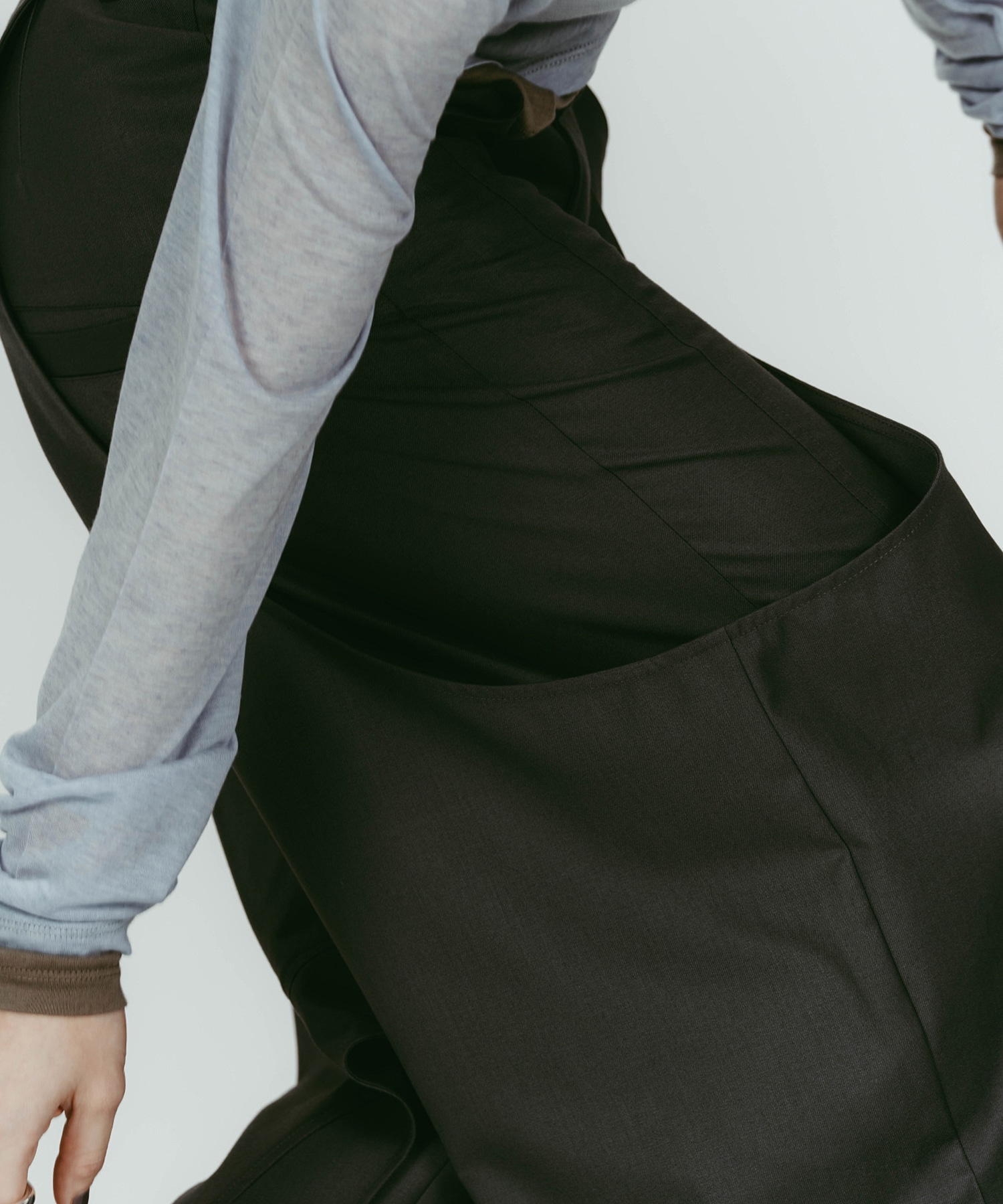 high-boot detail pants(unisex)/black 