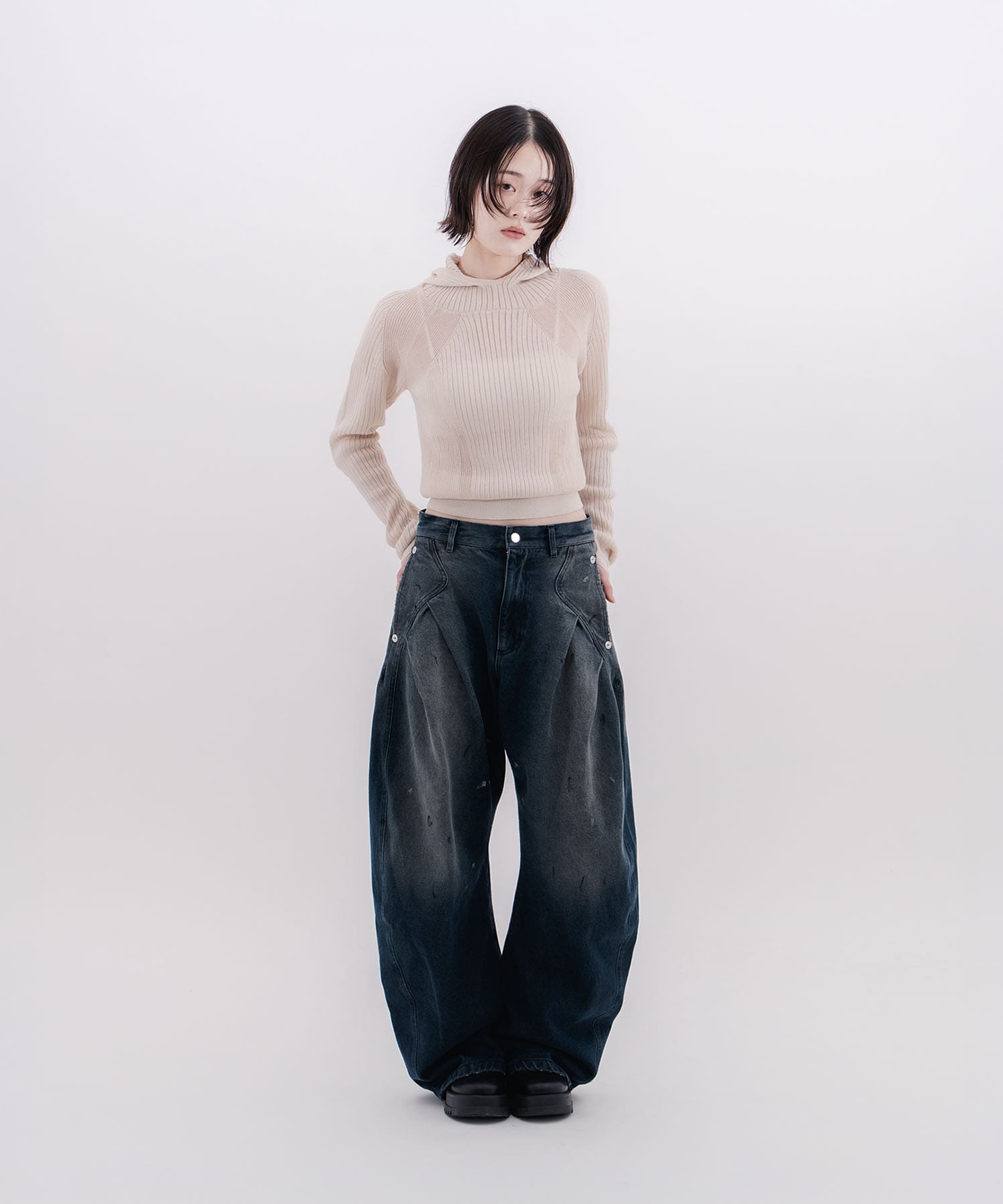 rib slim hoodie CONZ