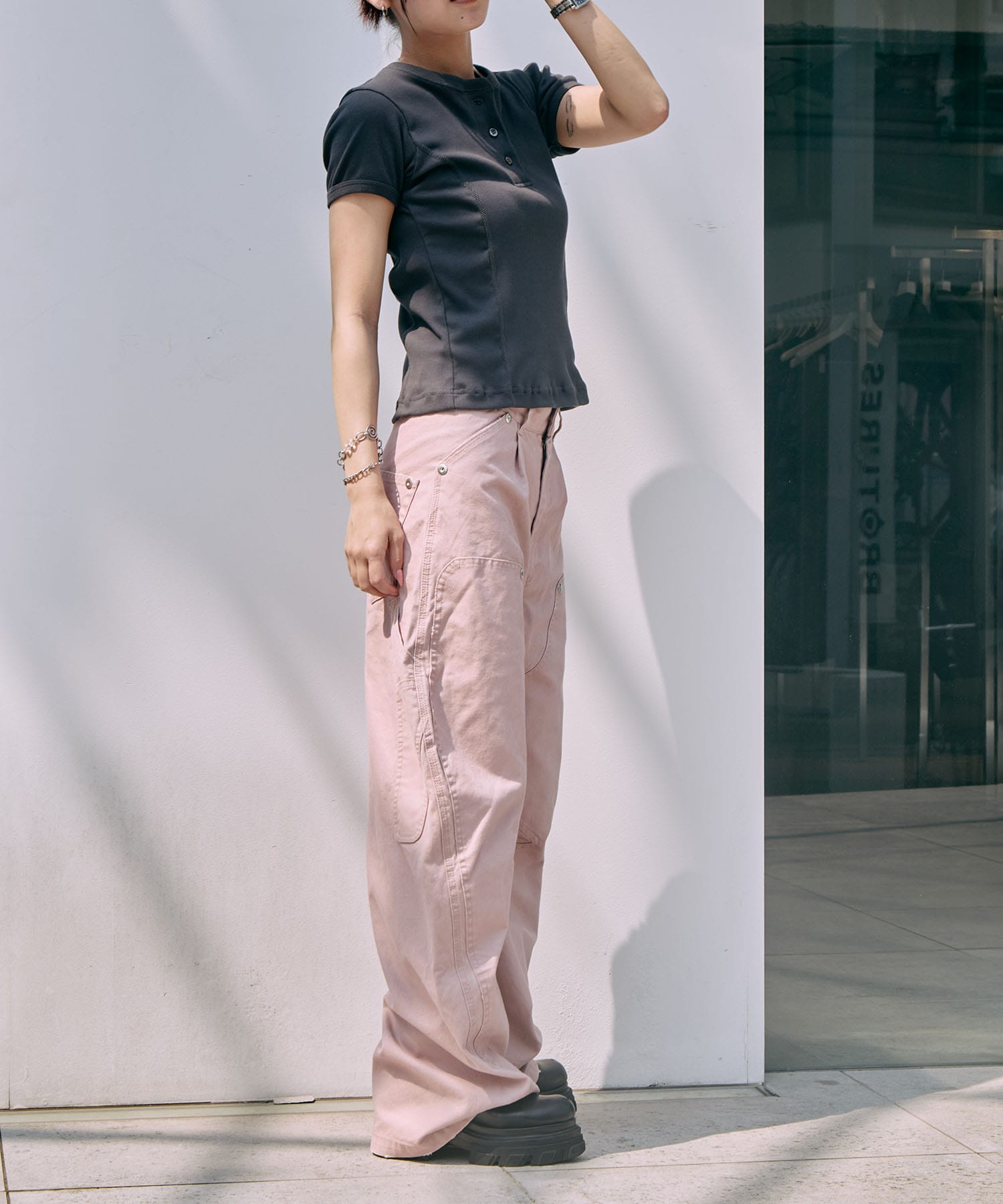 duck double knee curved leg pants CONZ