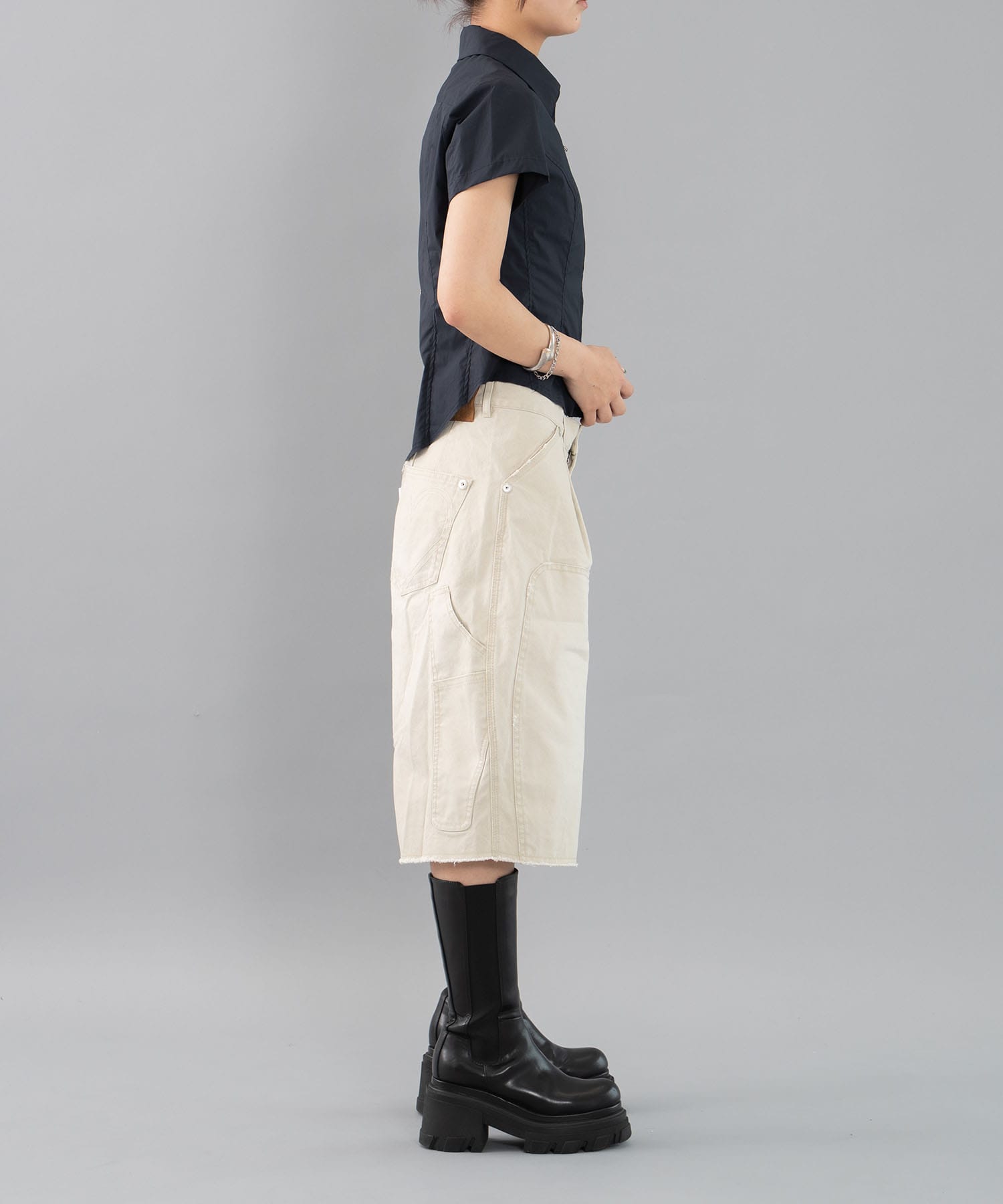 fitted zip up shirt short sleeve CONZ