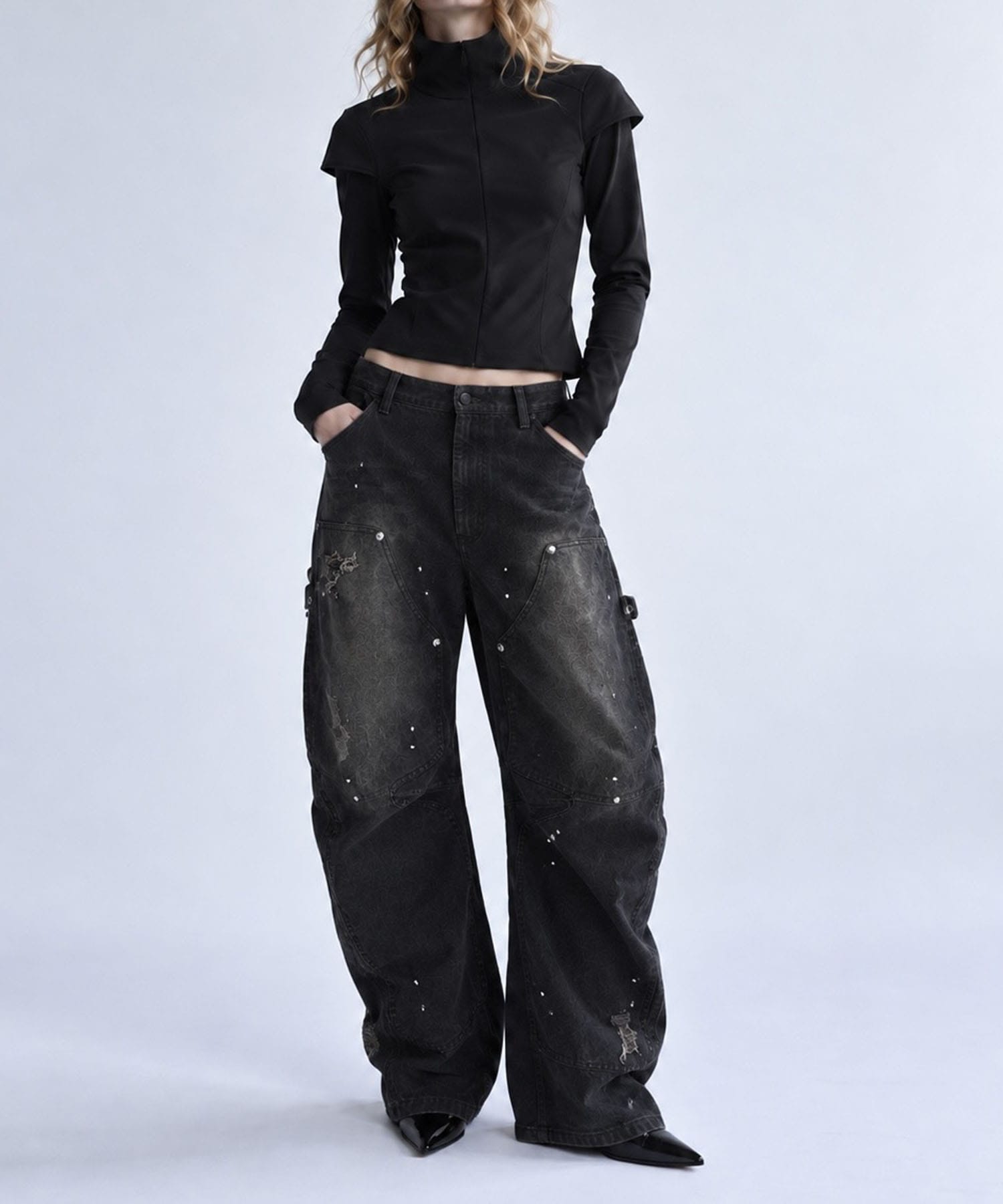 KOWGA×duck double knee curved pants CONZ