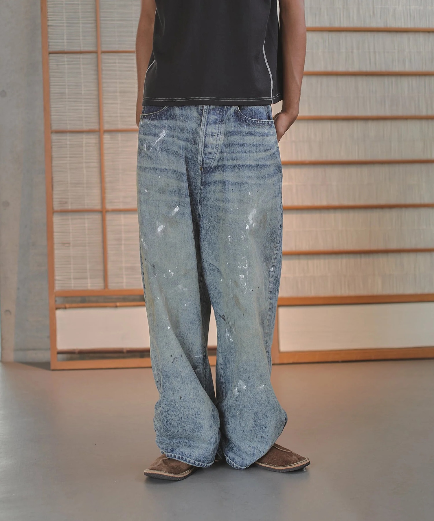 FRESH MAN DENIM WIDE PANTS PAINT refomed