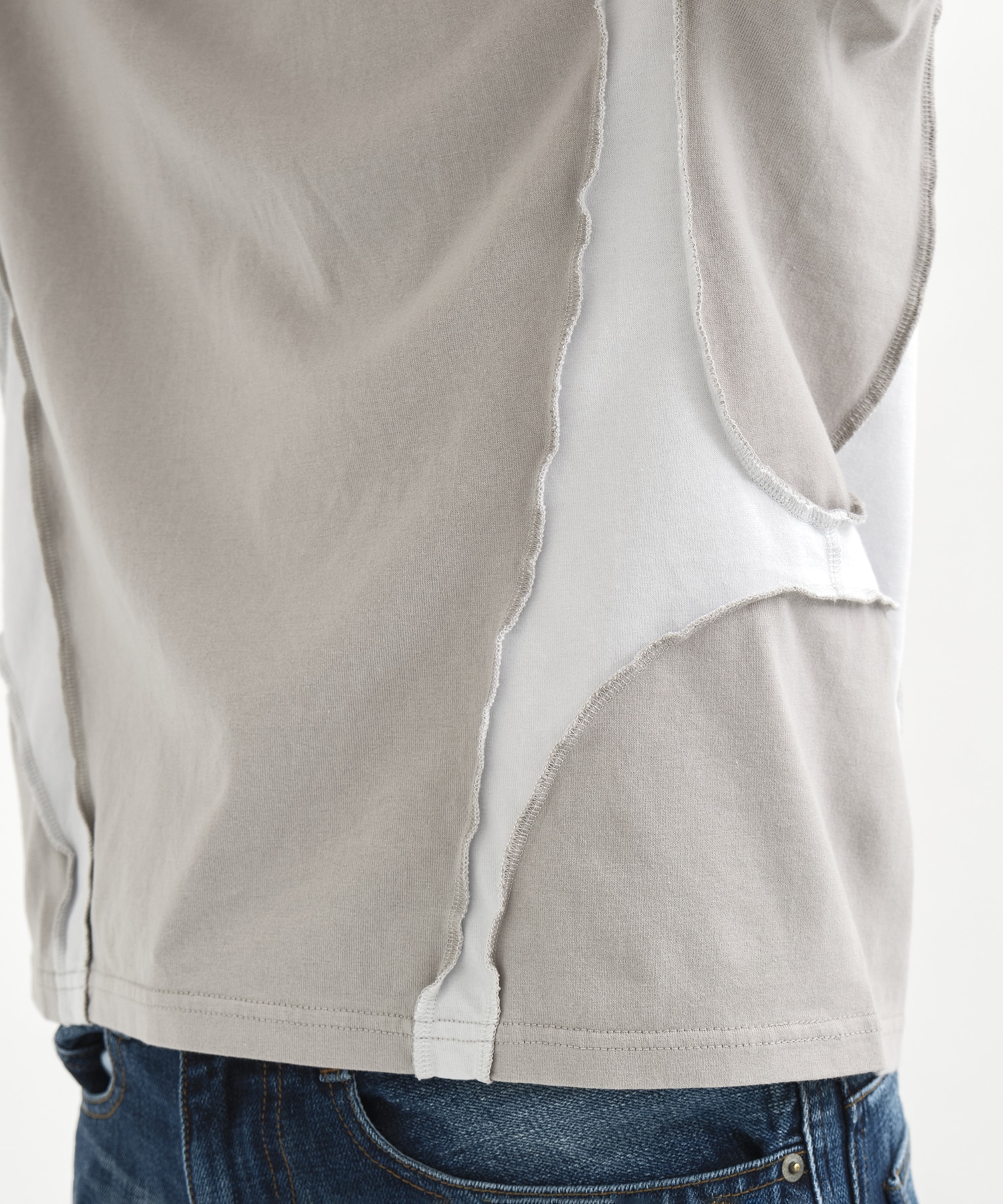 別注 PANELED HALF SLEEVE T-SHIRT NVRFRGT