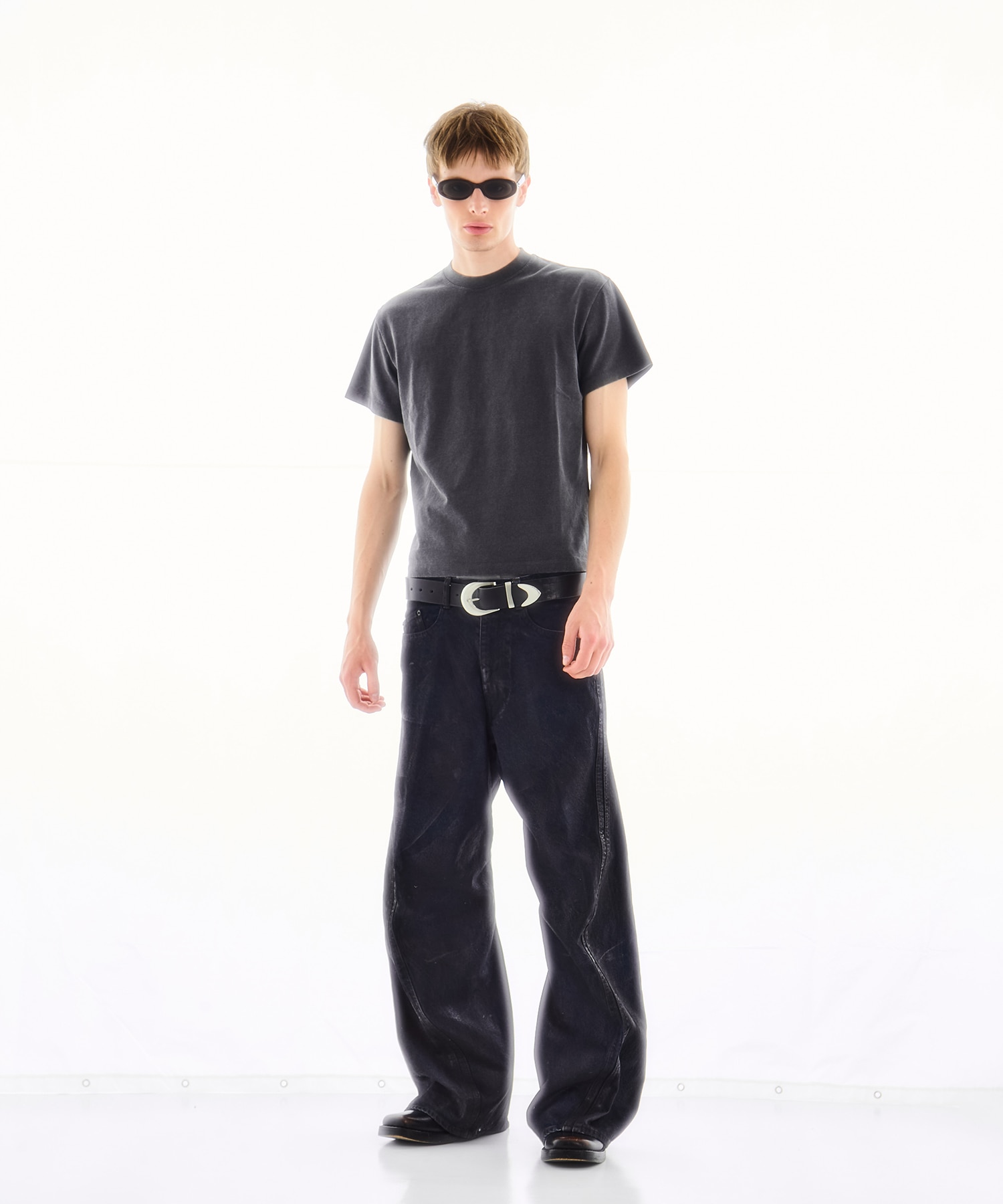 nvrfrgt × cons 別注サイズ1 別注 3D TWISTED WIDE LEG FADED JEANS(1 BLUE): NVRFRGT: MENS