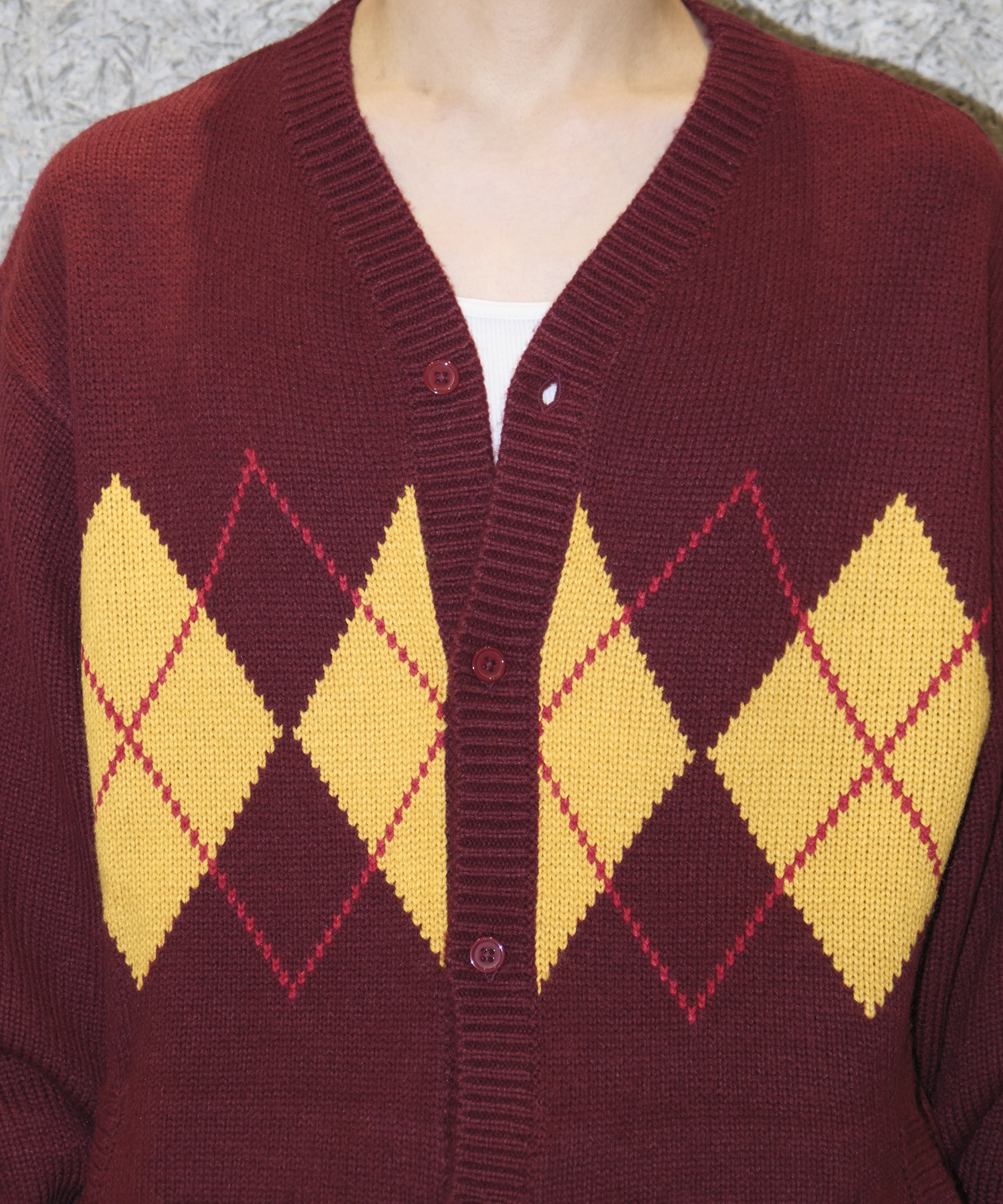 ARGYLE CARDIGAN RICE NINE TEN