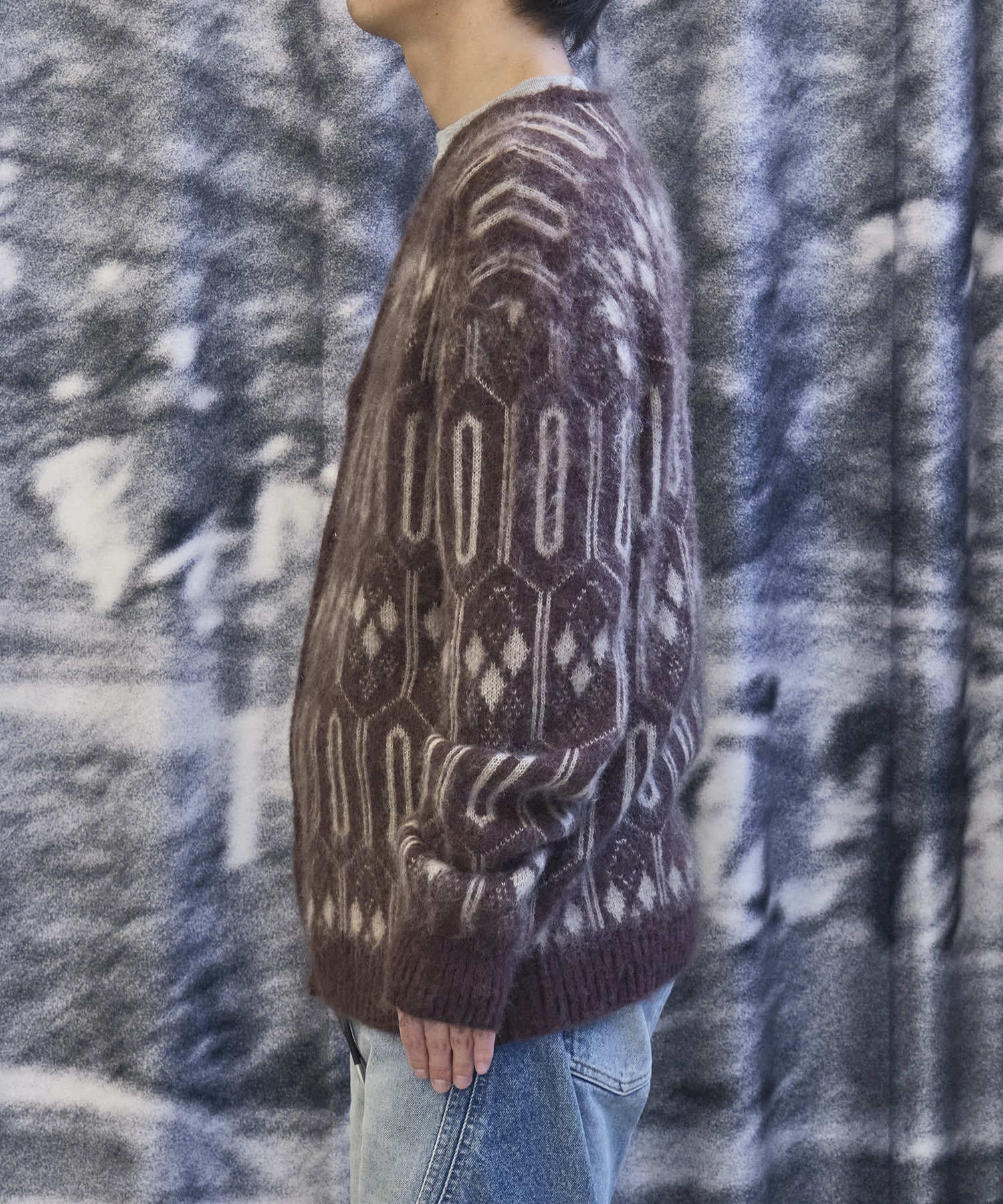 Mohair Cardigan Geometric Needles