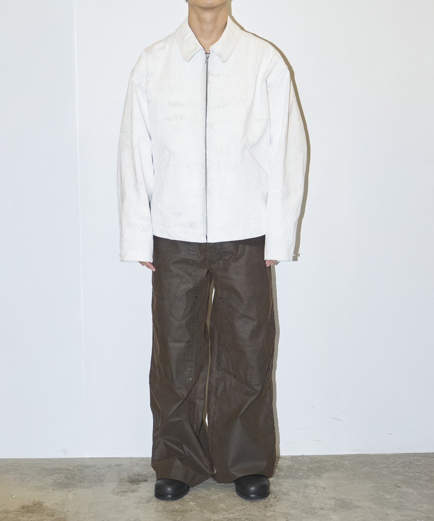 COTTON White Painted Zip Blouson Nomat
