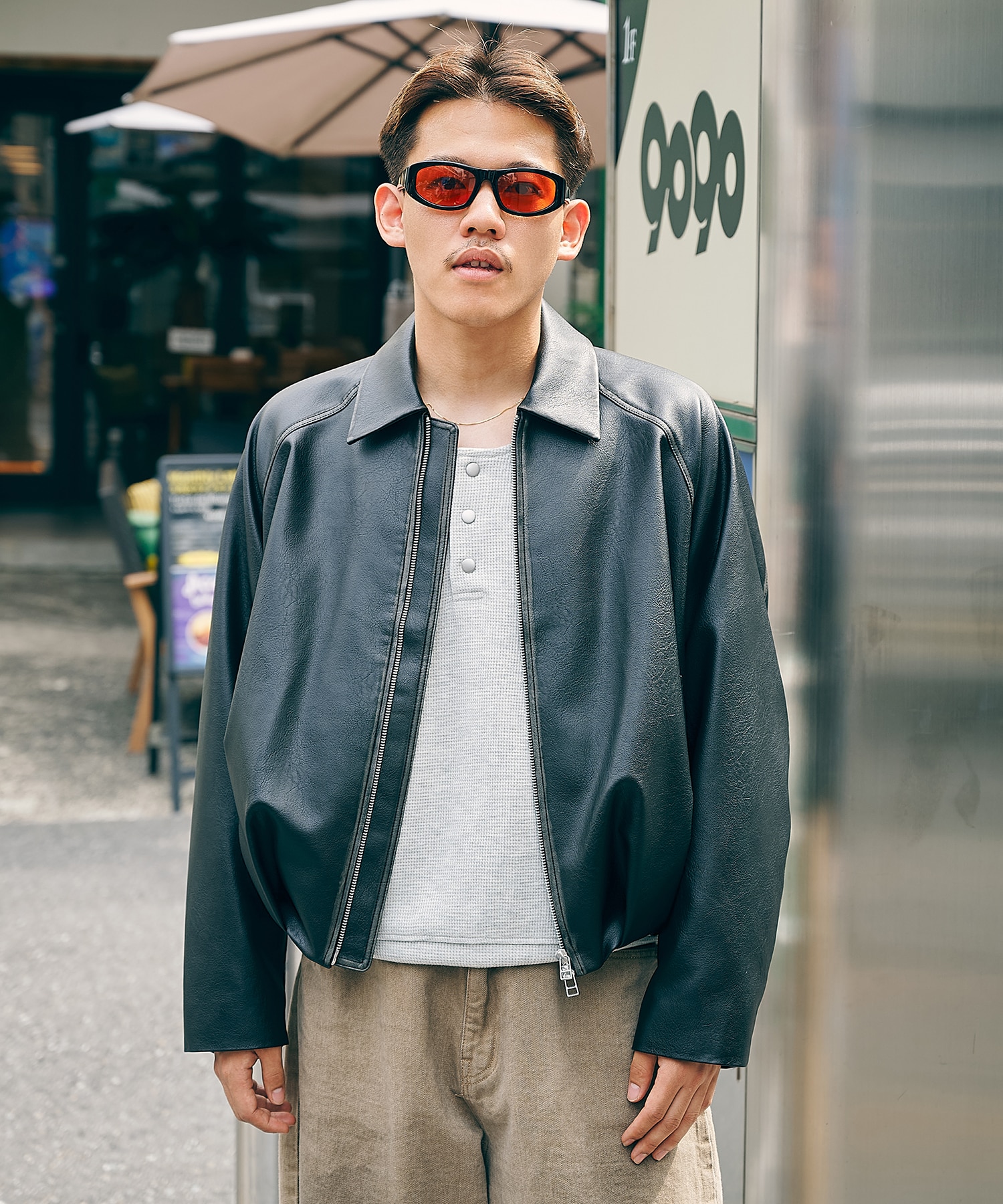 BALOON ZIP UP JACKET FAUX LEATHER CONZ
