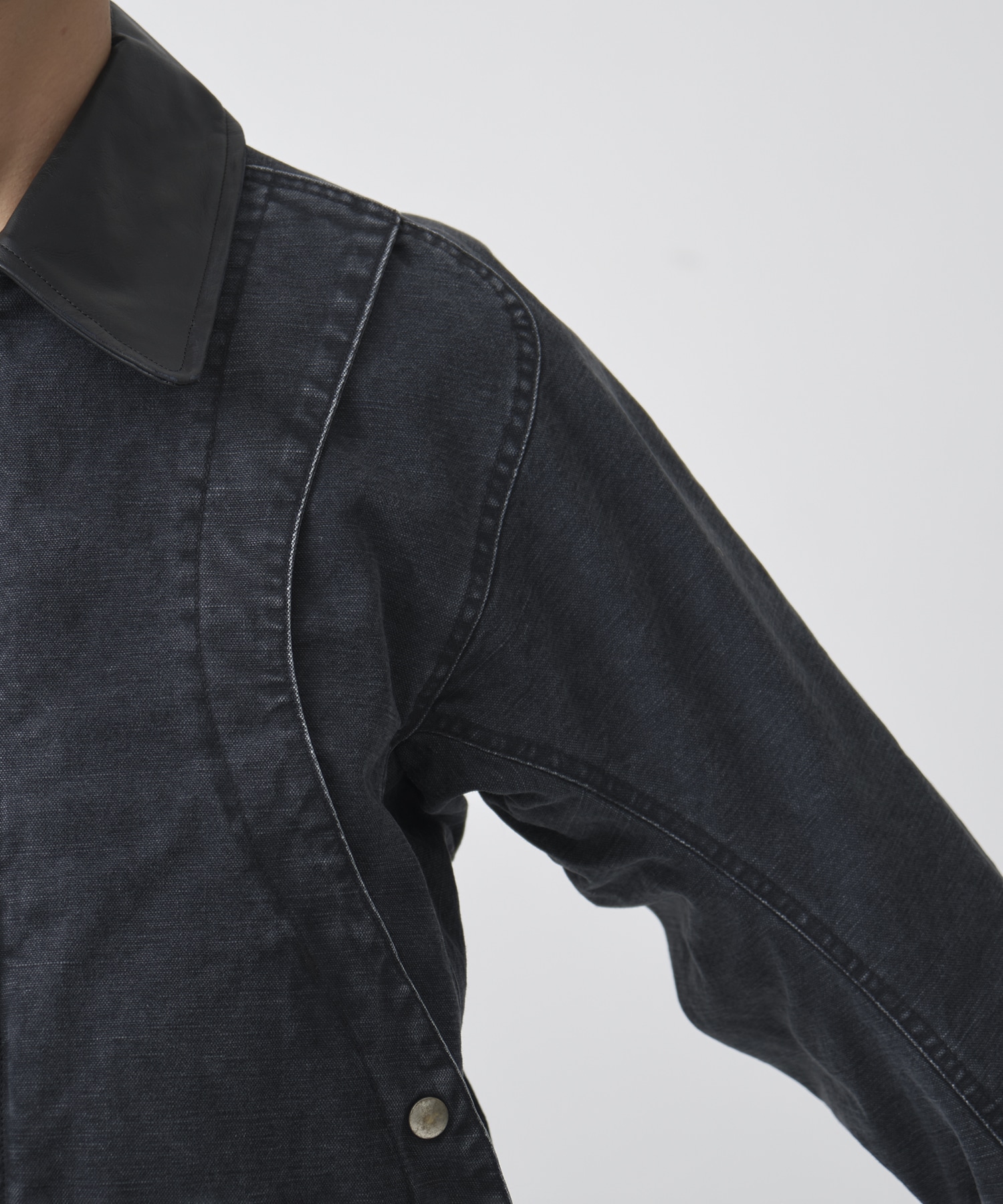 別注 Leather collar utility jacket NVRFRGT