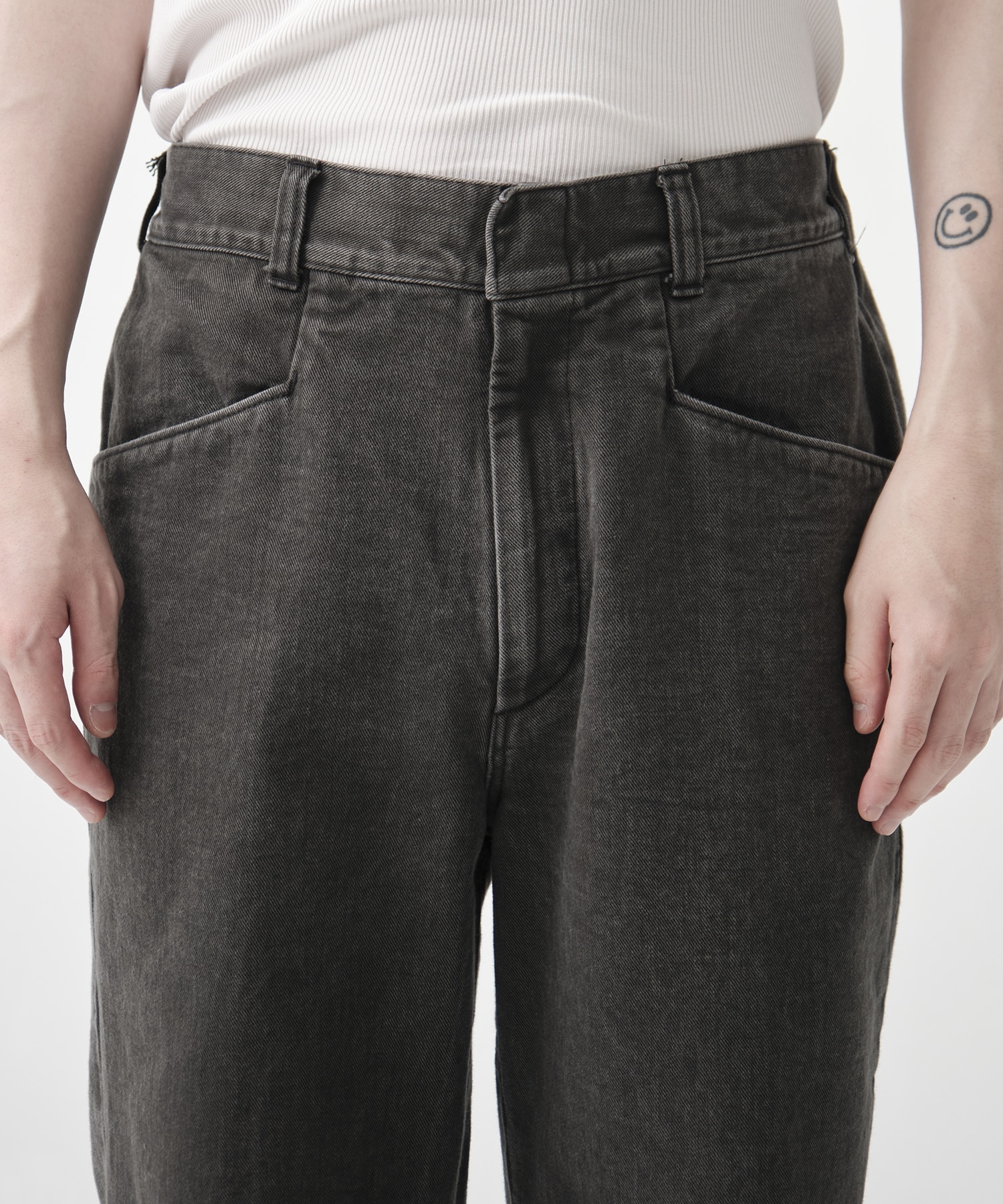 Color Denim Square Leg Easy Trousers 