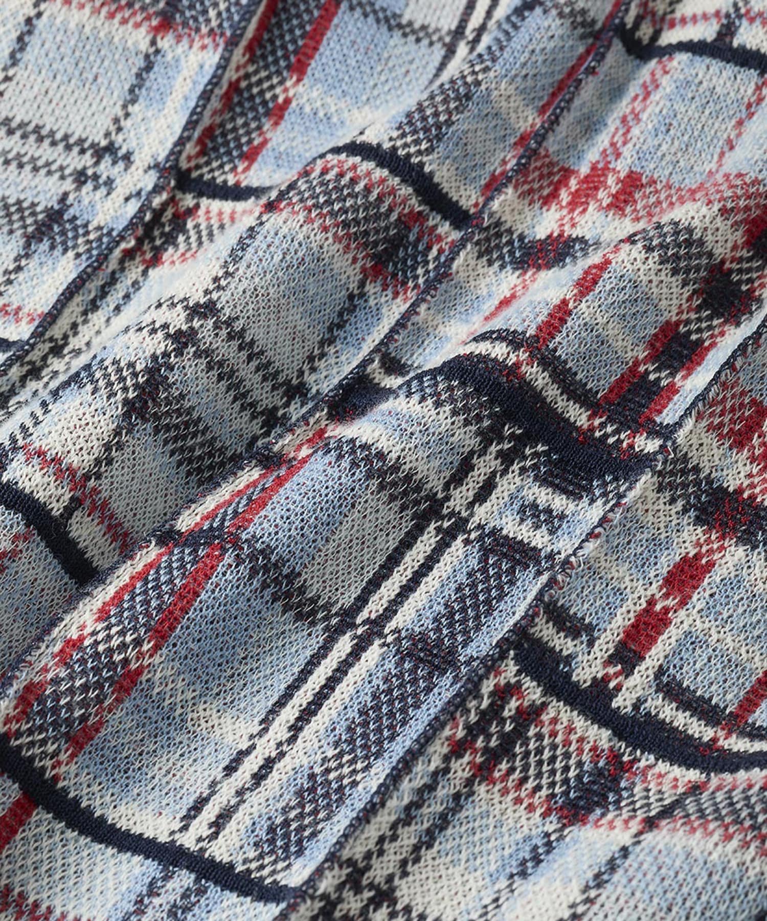 Knitted Patchwork Open Collar Shirt gim context