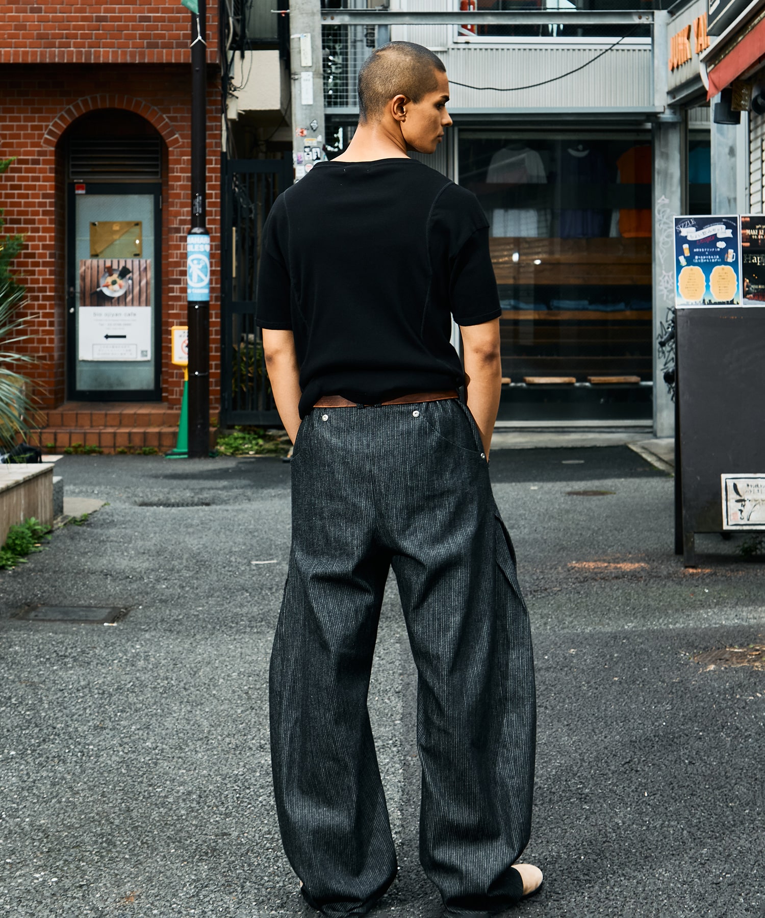 curve leg trousers pique denim CONZ