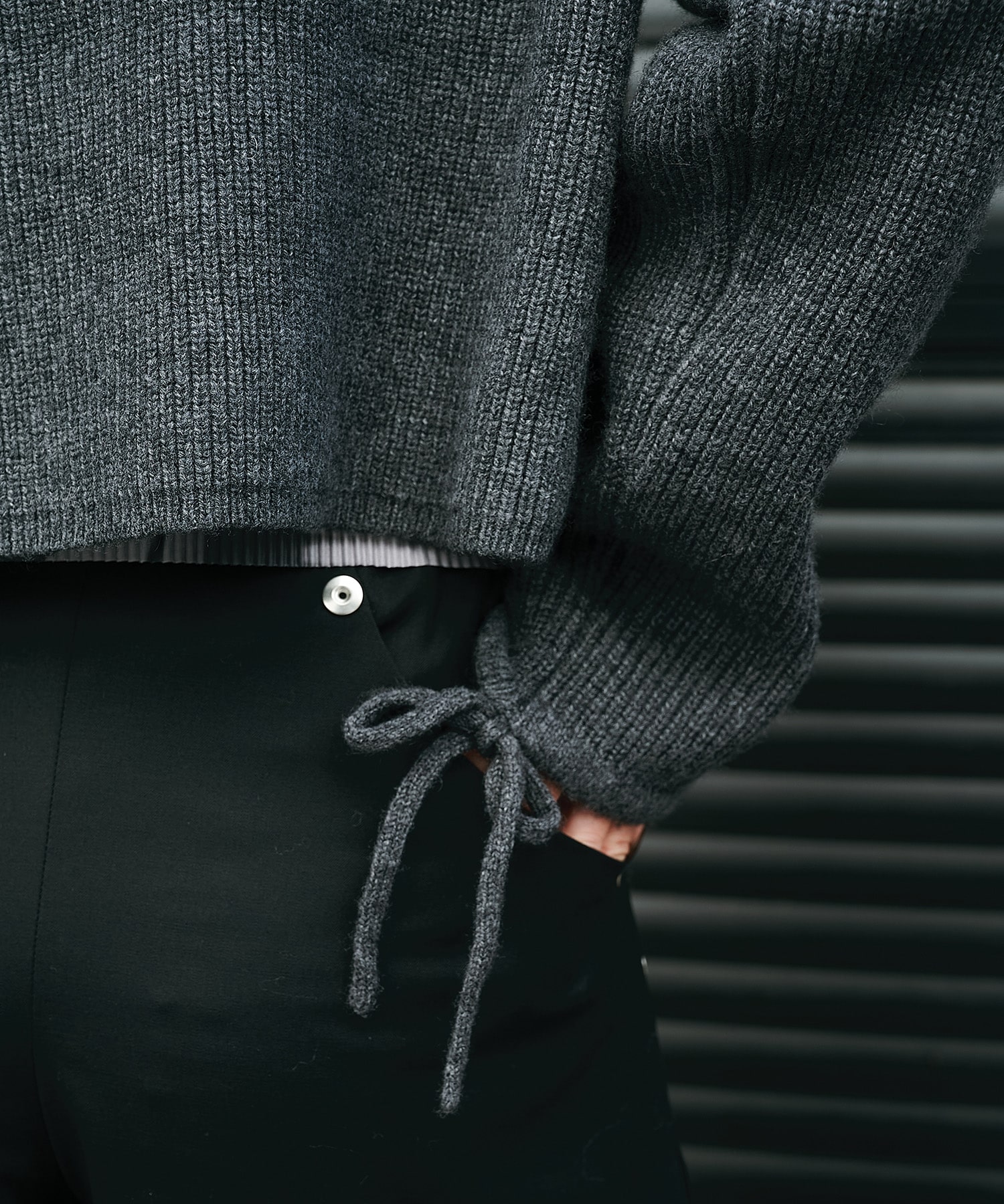 EX.cashmere slit neck loose short knit Knuth Marf