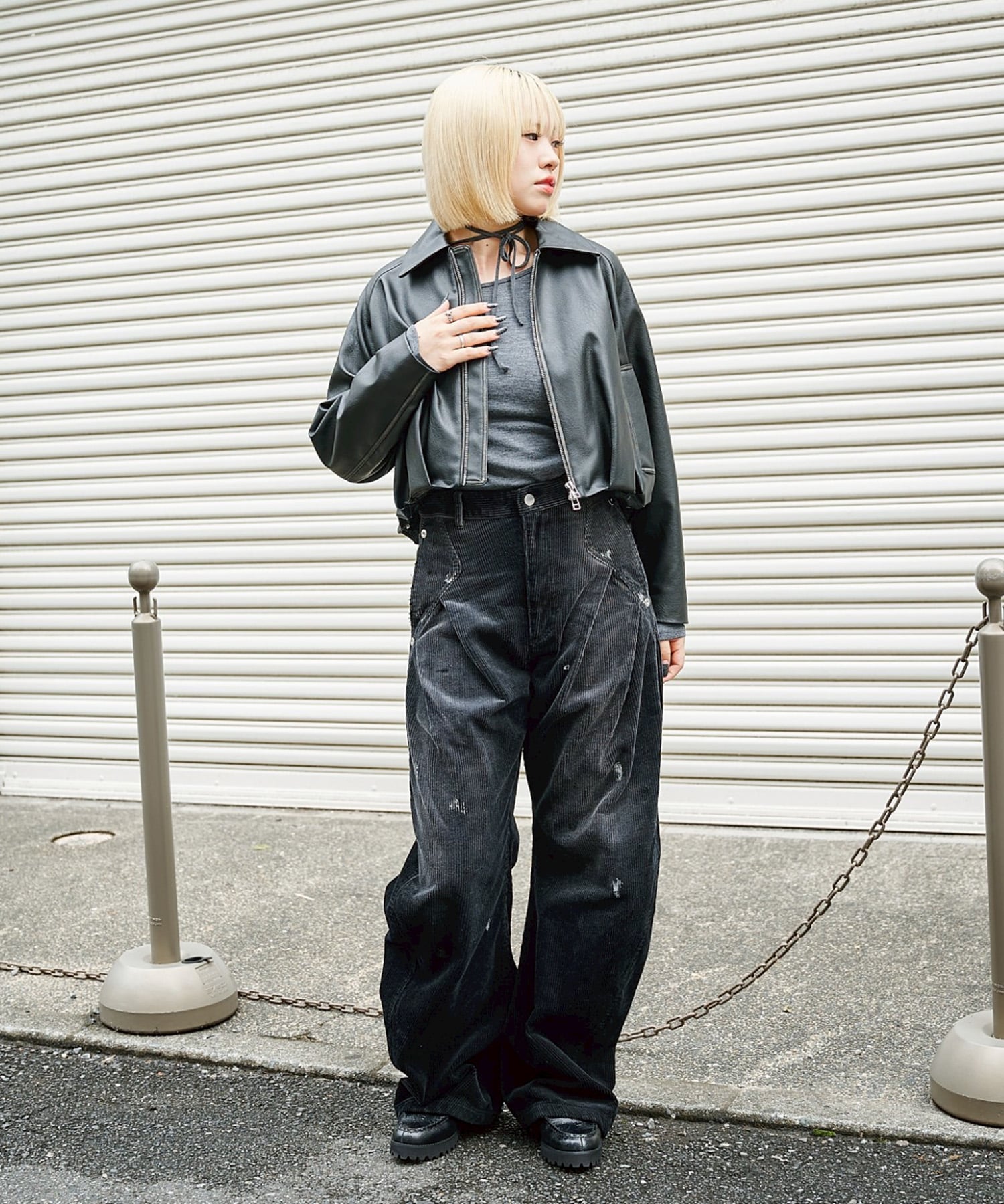 BALLOON LEATHER ZIP UP JACKET CONZ