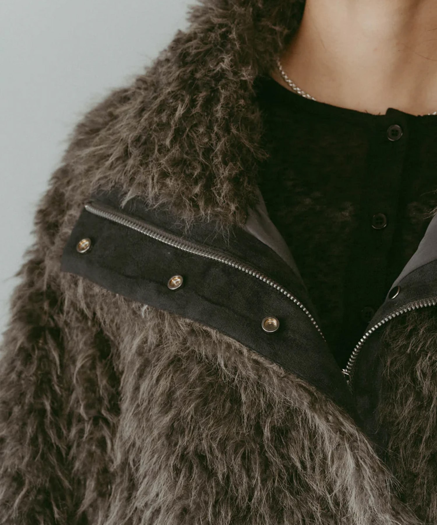 shaggy stand collar coat Knuth Marf