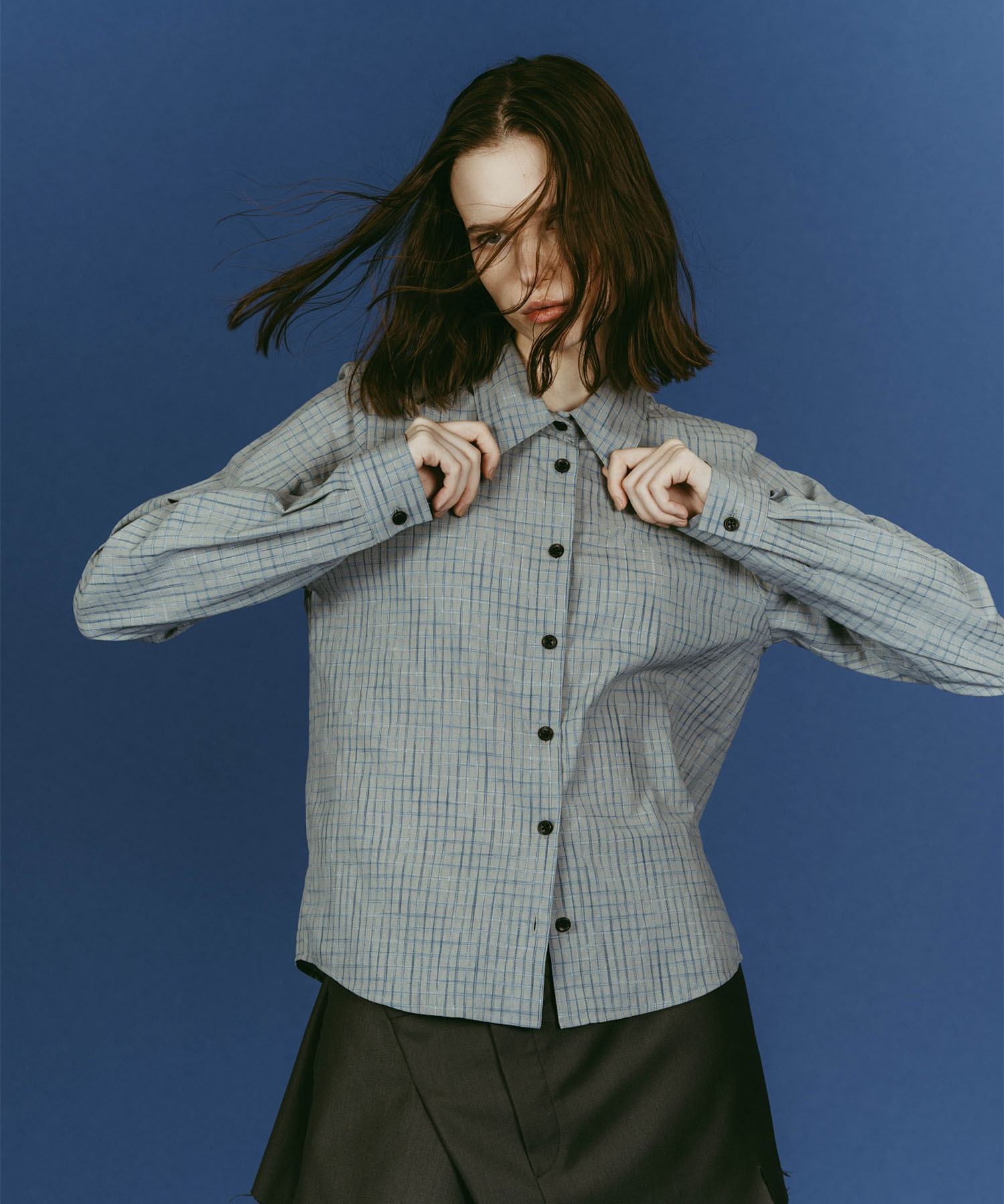 2-piece layered compact shirt/bluecharcoal Knuth Marf