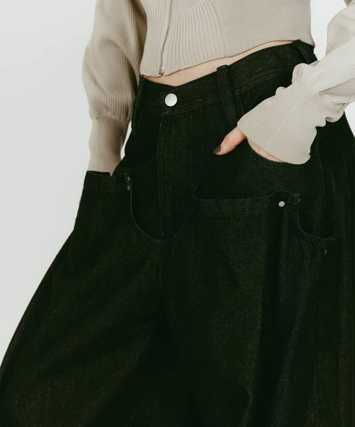 cling drape denim pants(unisex) Knuth Marf