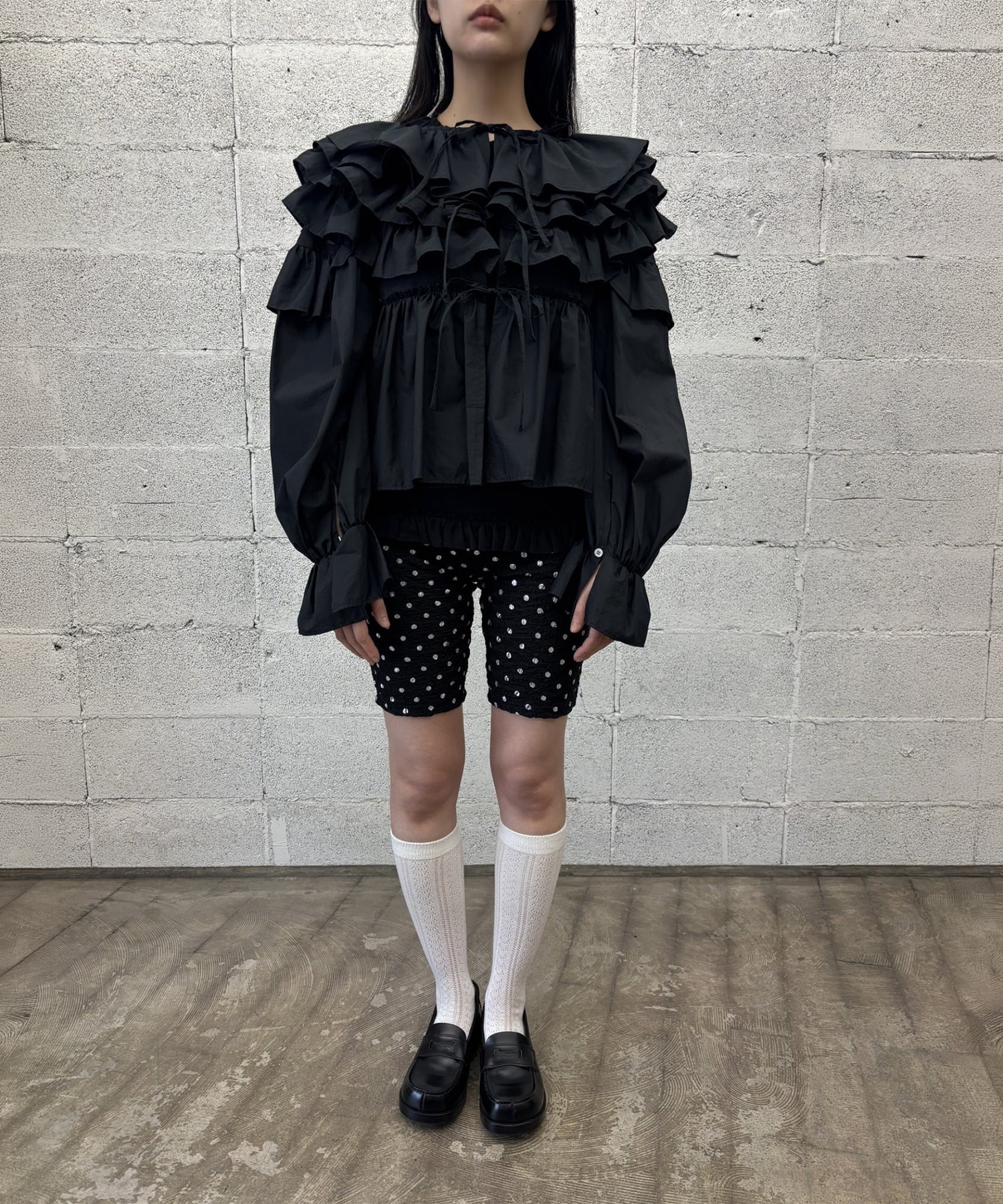 Polka dot print cycling shorts naokitomizuka