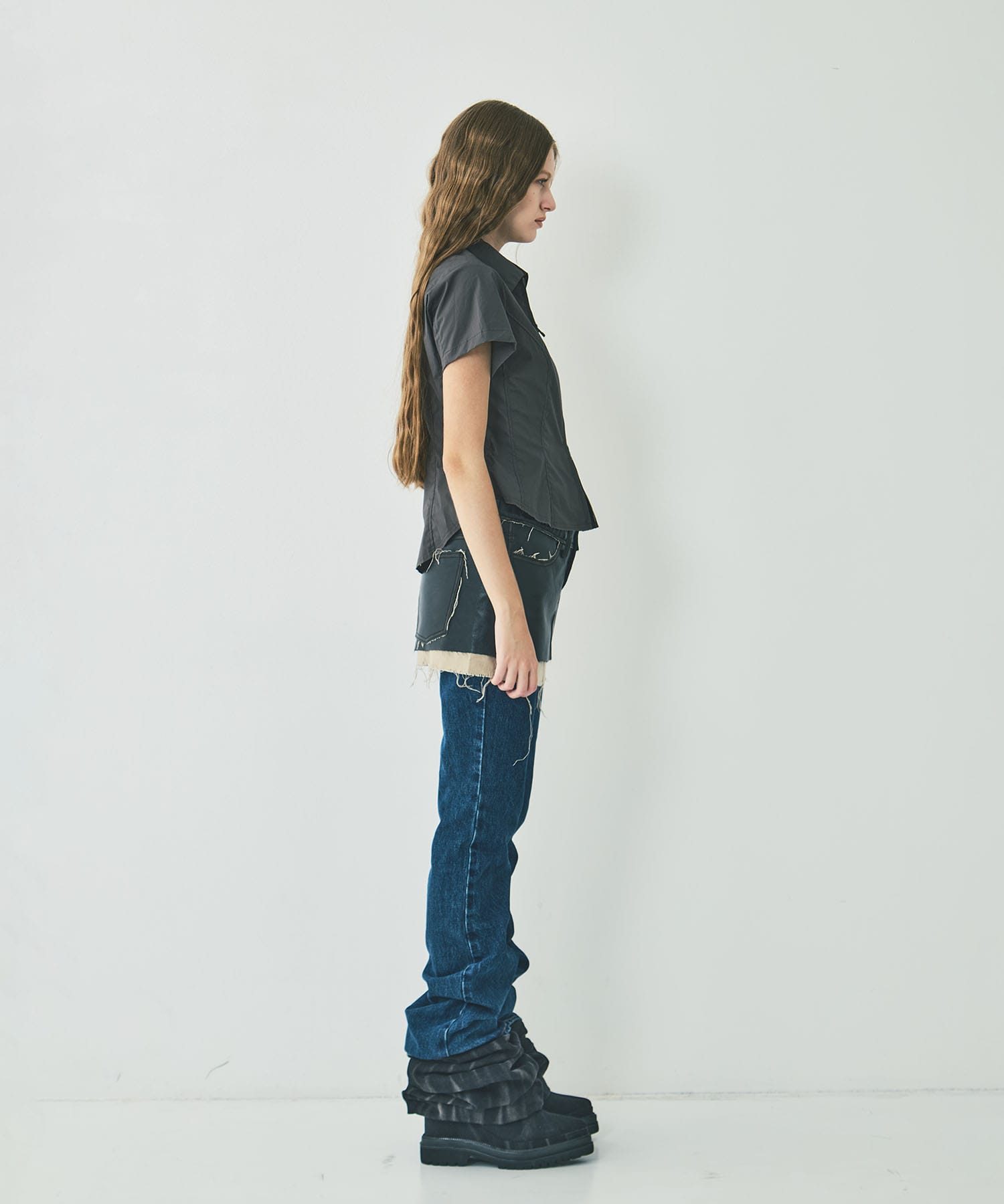 fitted zip up shirt short sleeve CONZ