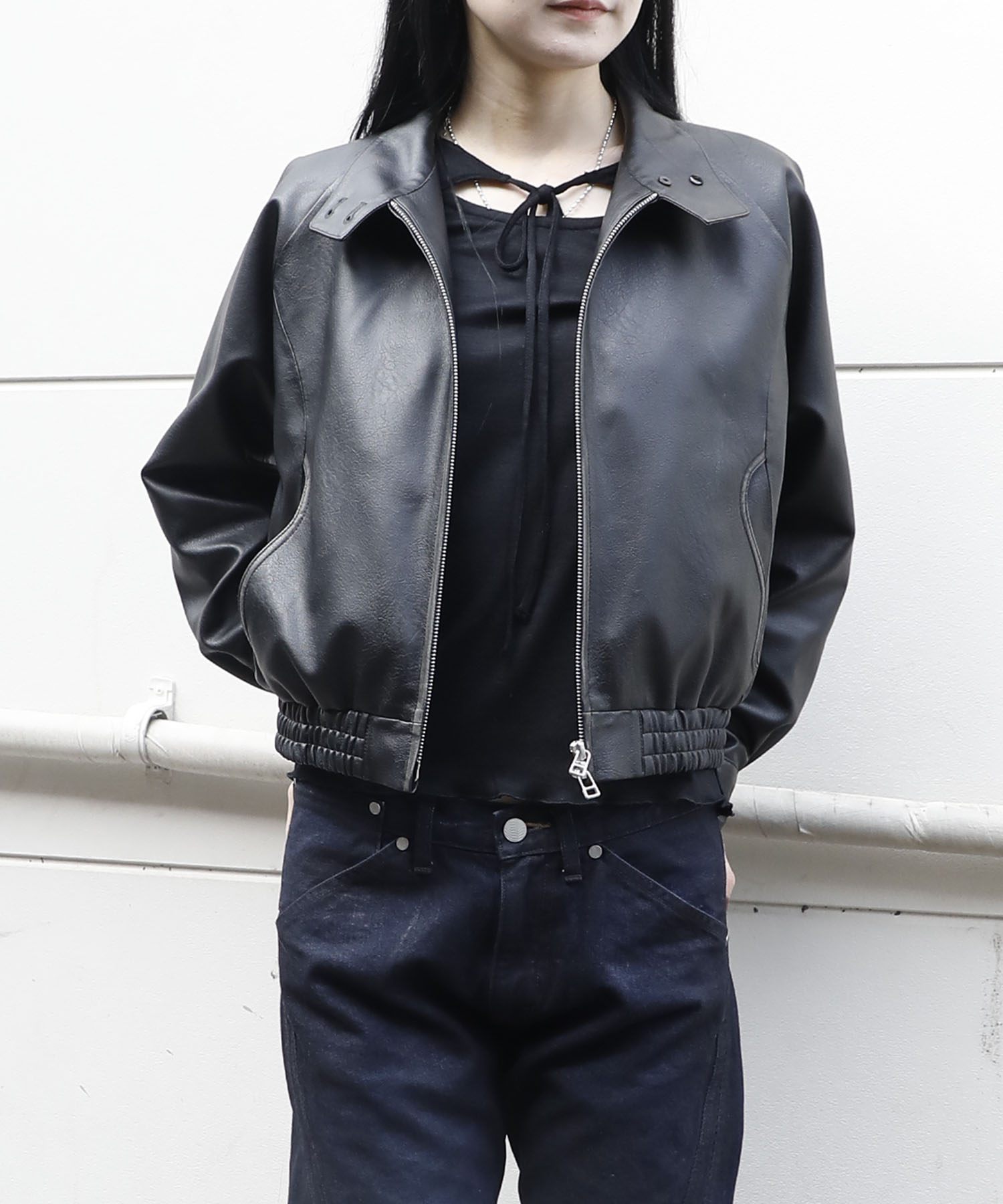 harrington jacket vintage faux leather CONZ