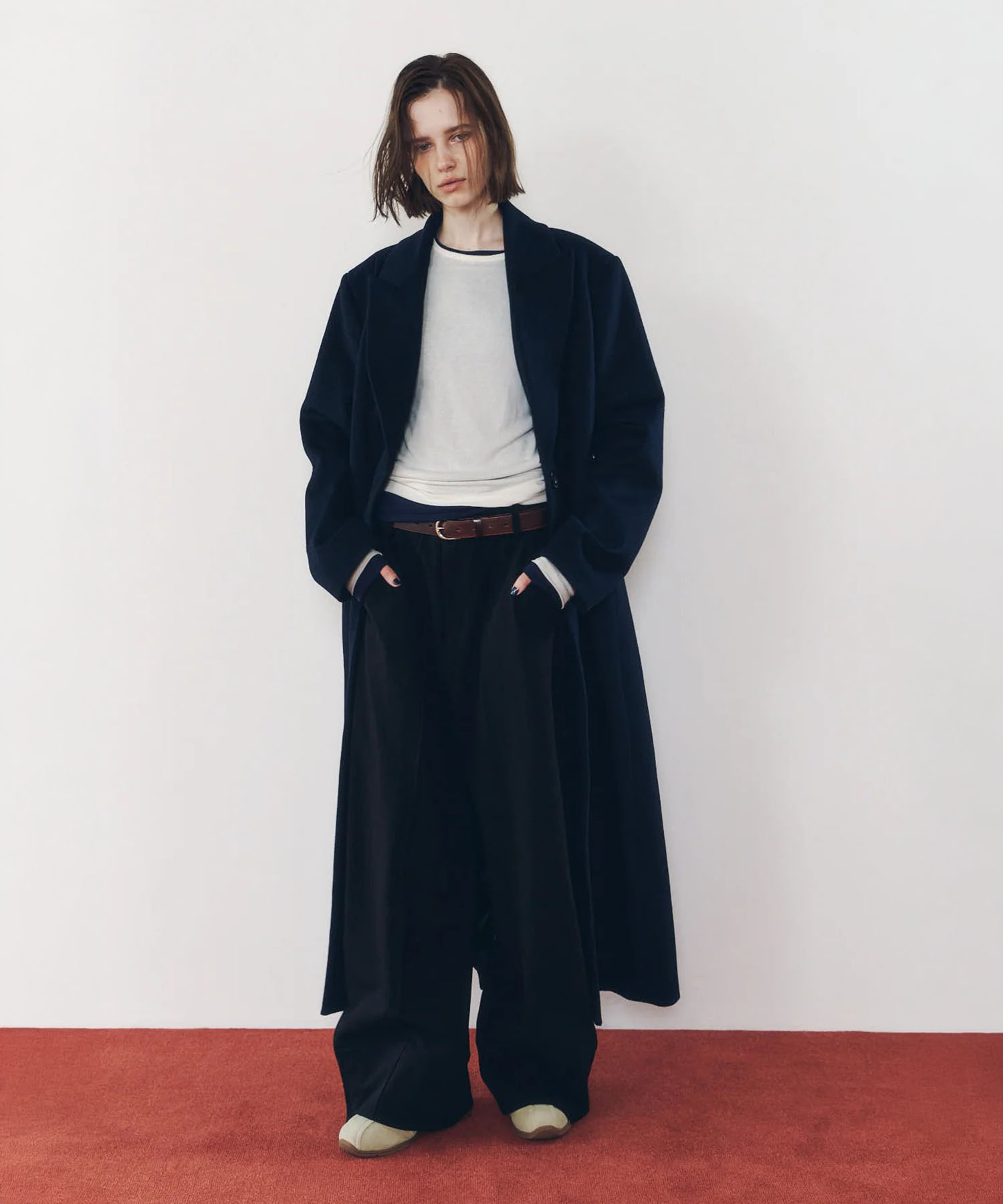 single-breasted long coat/navy Knuth Marf