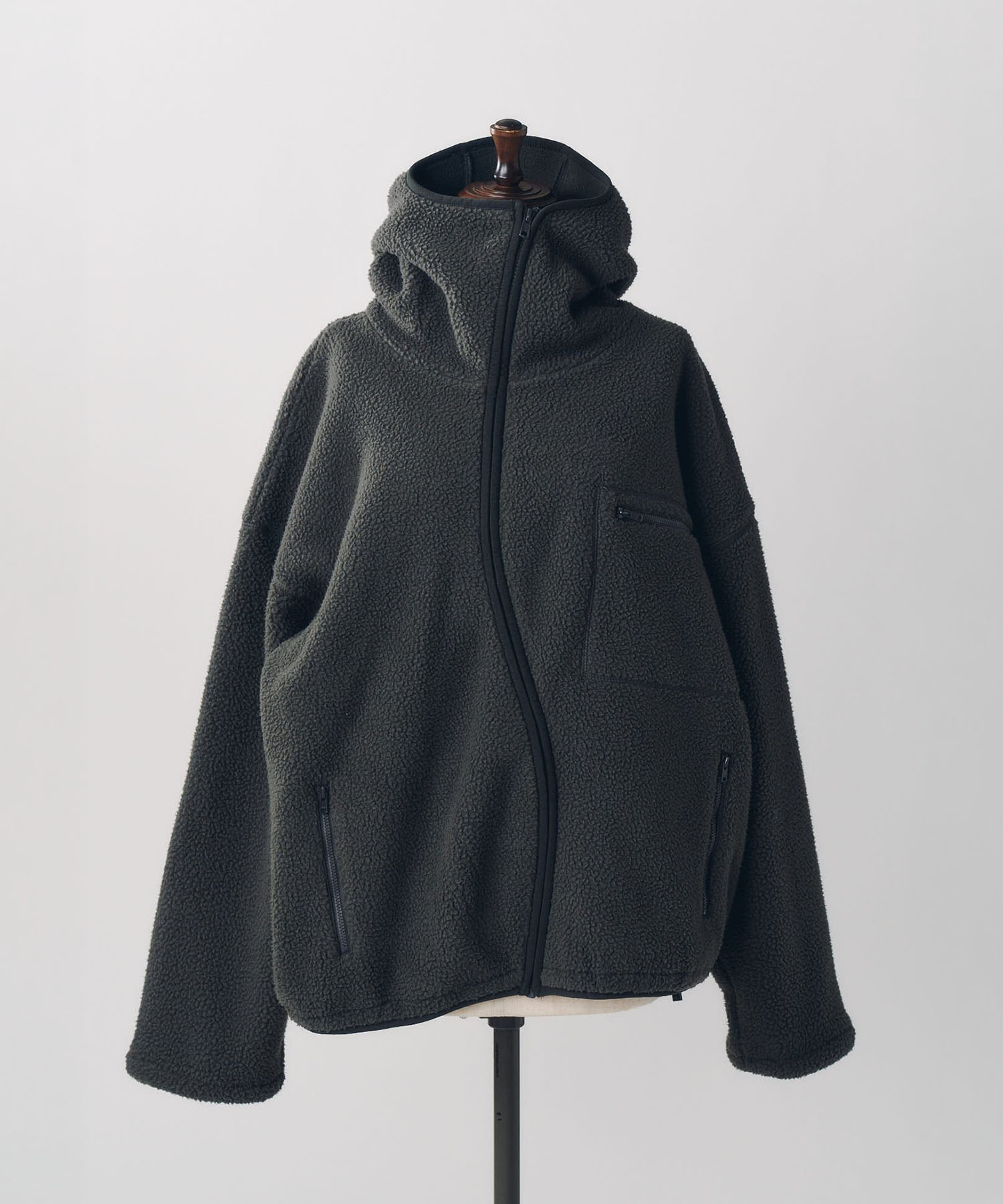 curved zip boa hoodie(unisex) Knuth Marf