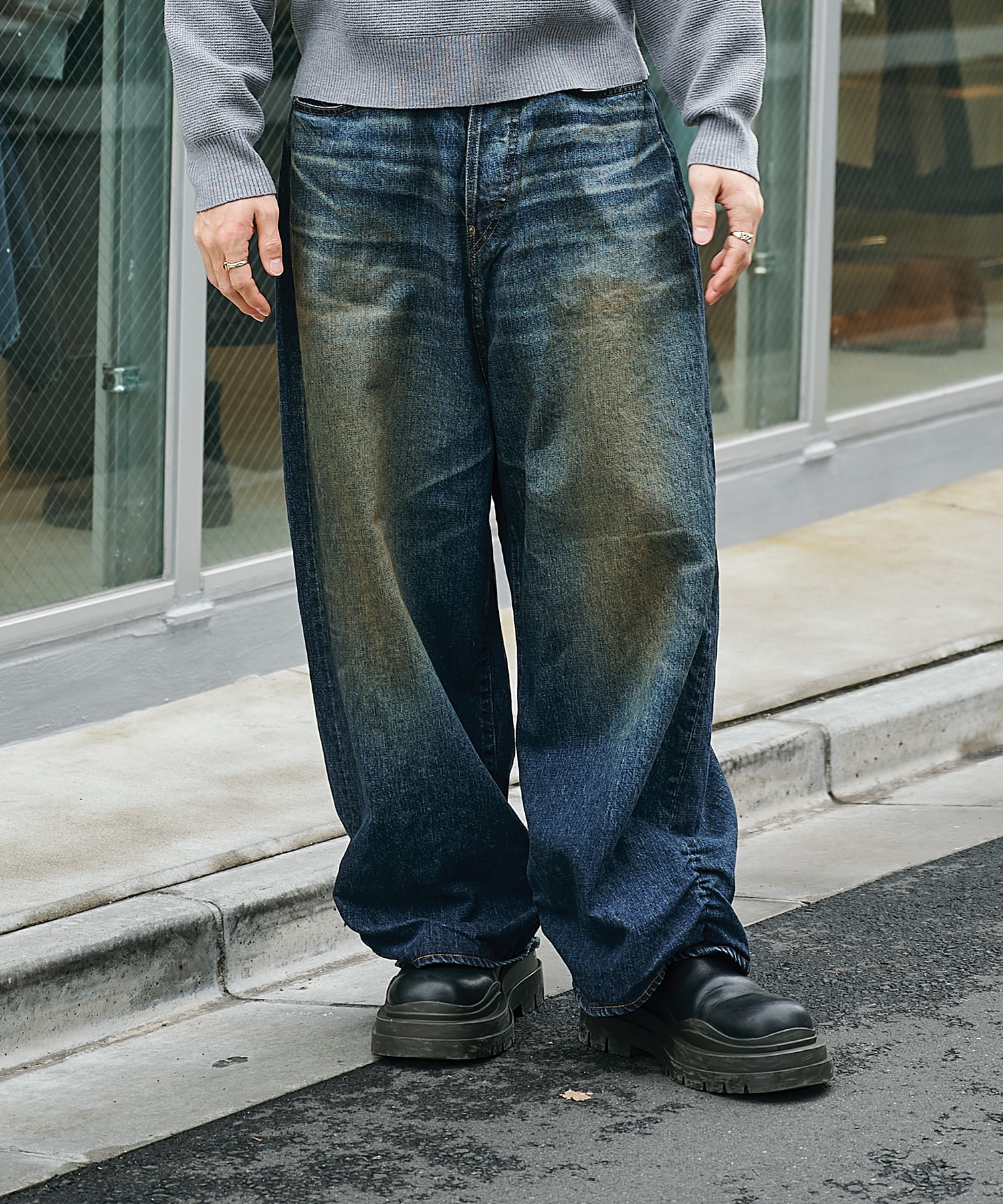 FRESH MAN DENIM WIDE PANTS USED refomed