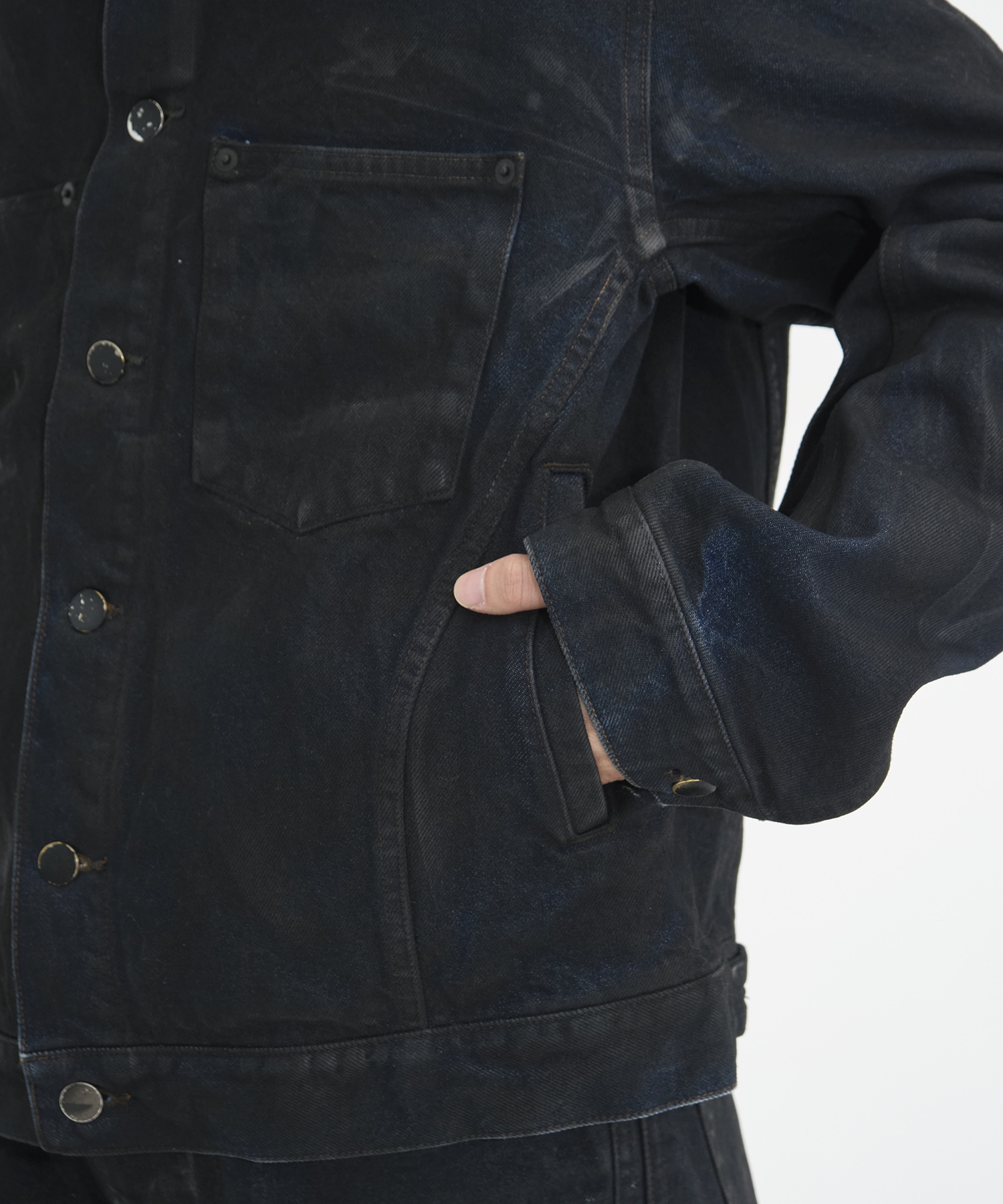 別注 COATING 3D TRUCKER JACKET NVRFRGT