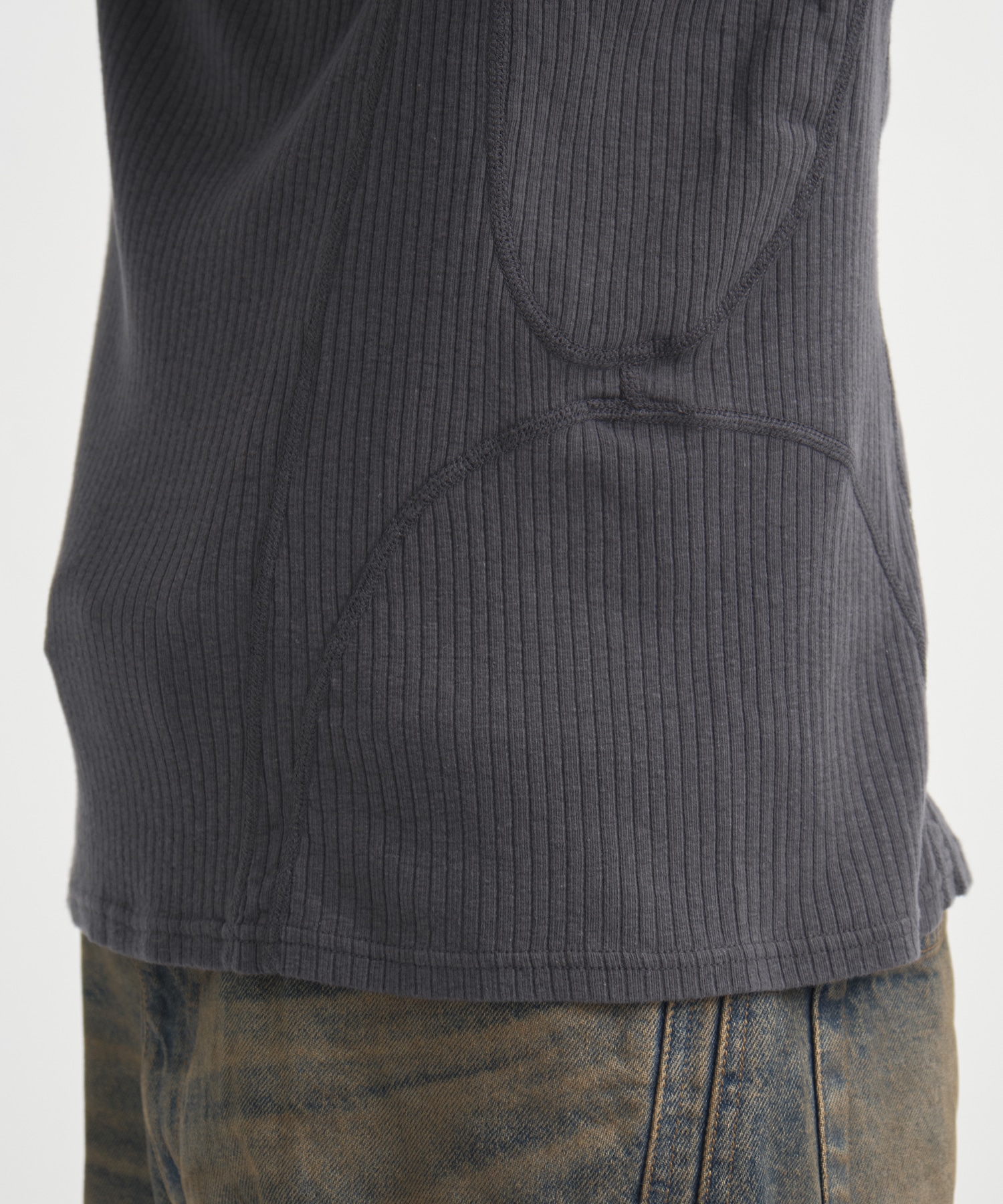 別注 HENLEY PANELED SWEATER NVRFRGT