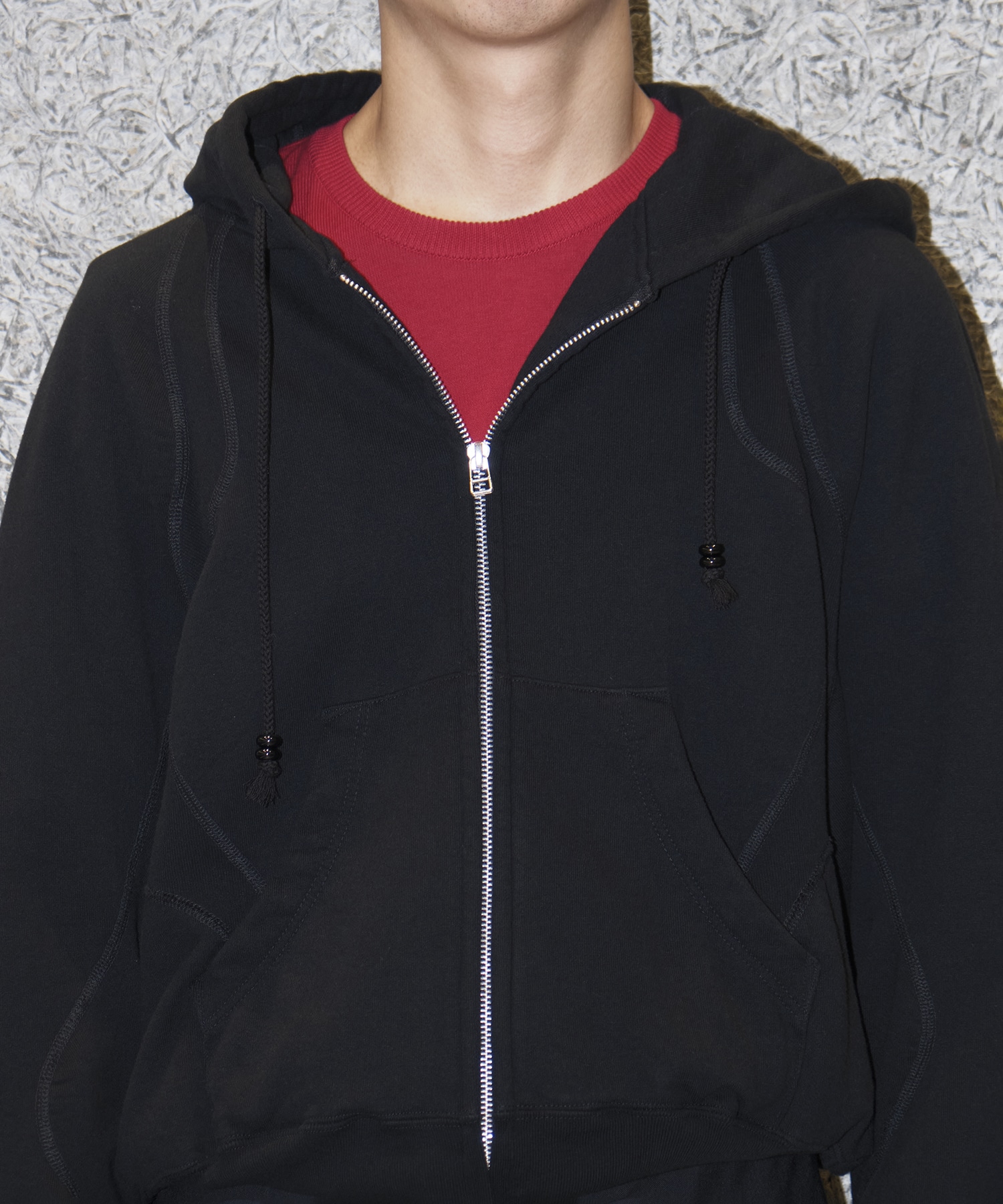 PANELLED ZIP UP HOODIE NVRFRGT