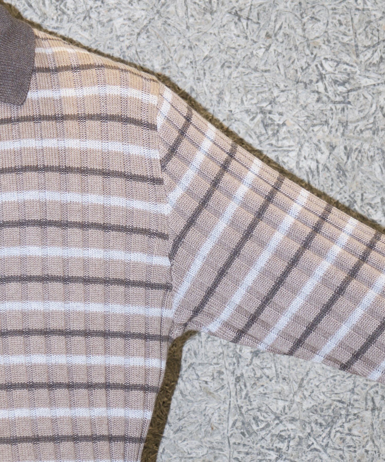 RIBBED KNIT POLO SHIRT RICE NINE TEN