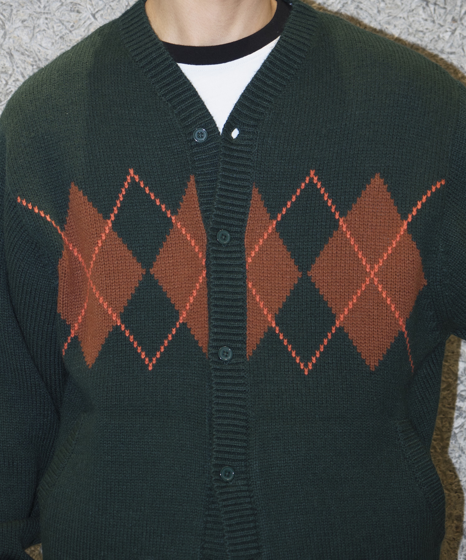 ARGYLE CARDIGAN RICE NINE TEN