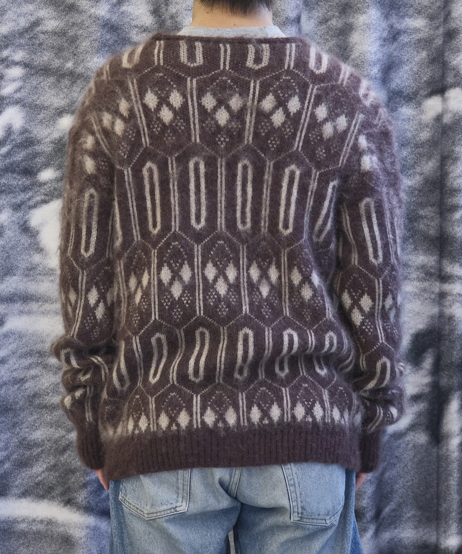 Mohair Cardigan Geometric Needles