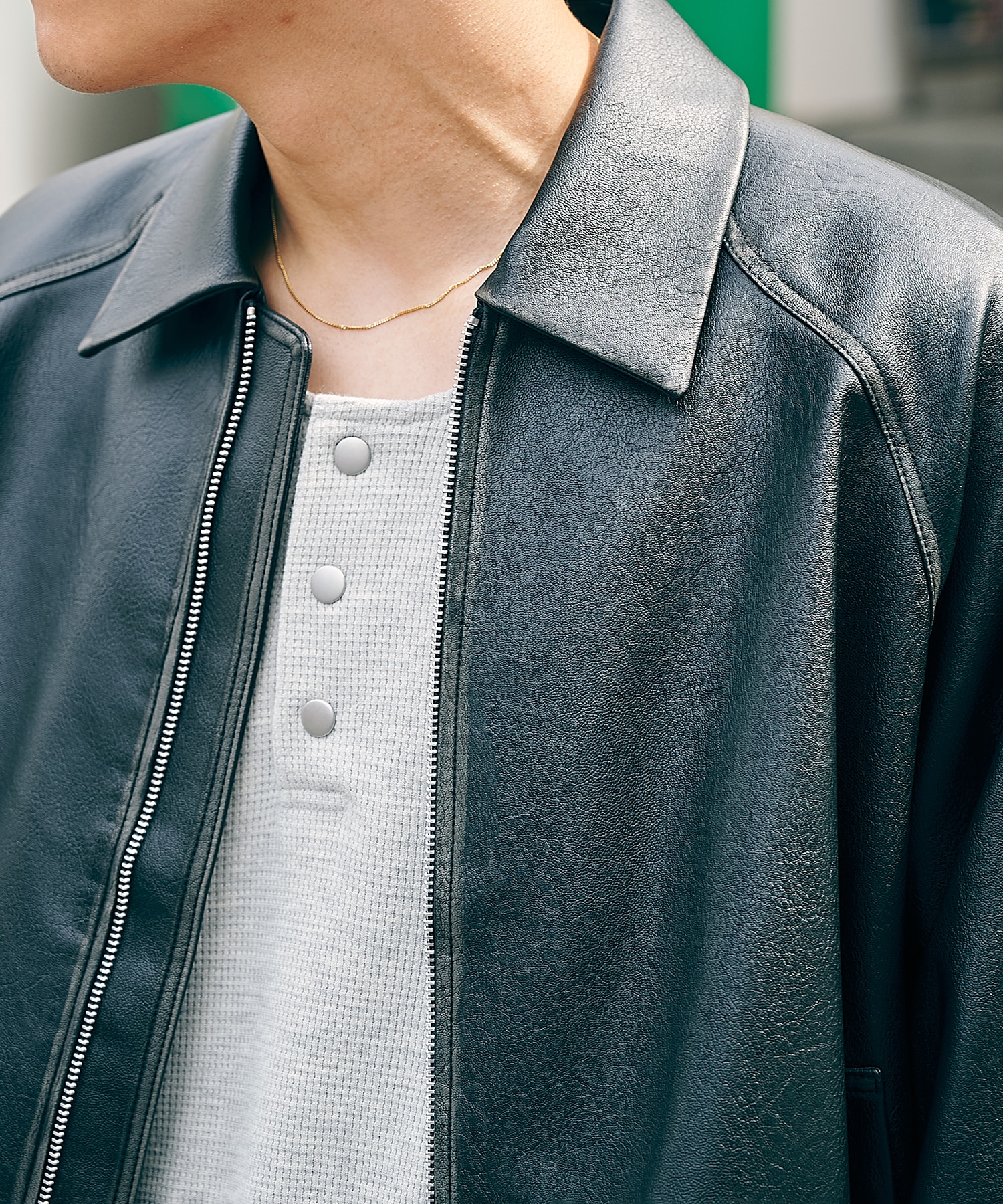 BALOON ZIP UP JACKET FAUX LEATHER CONZ