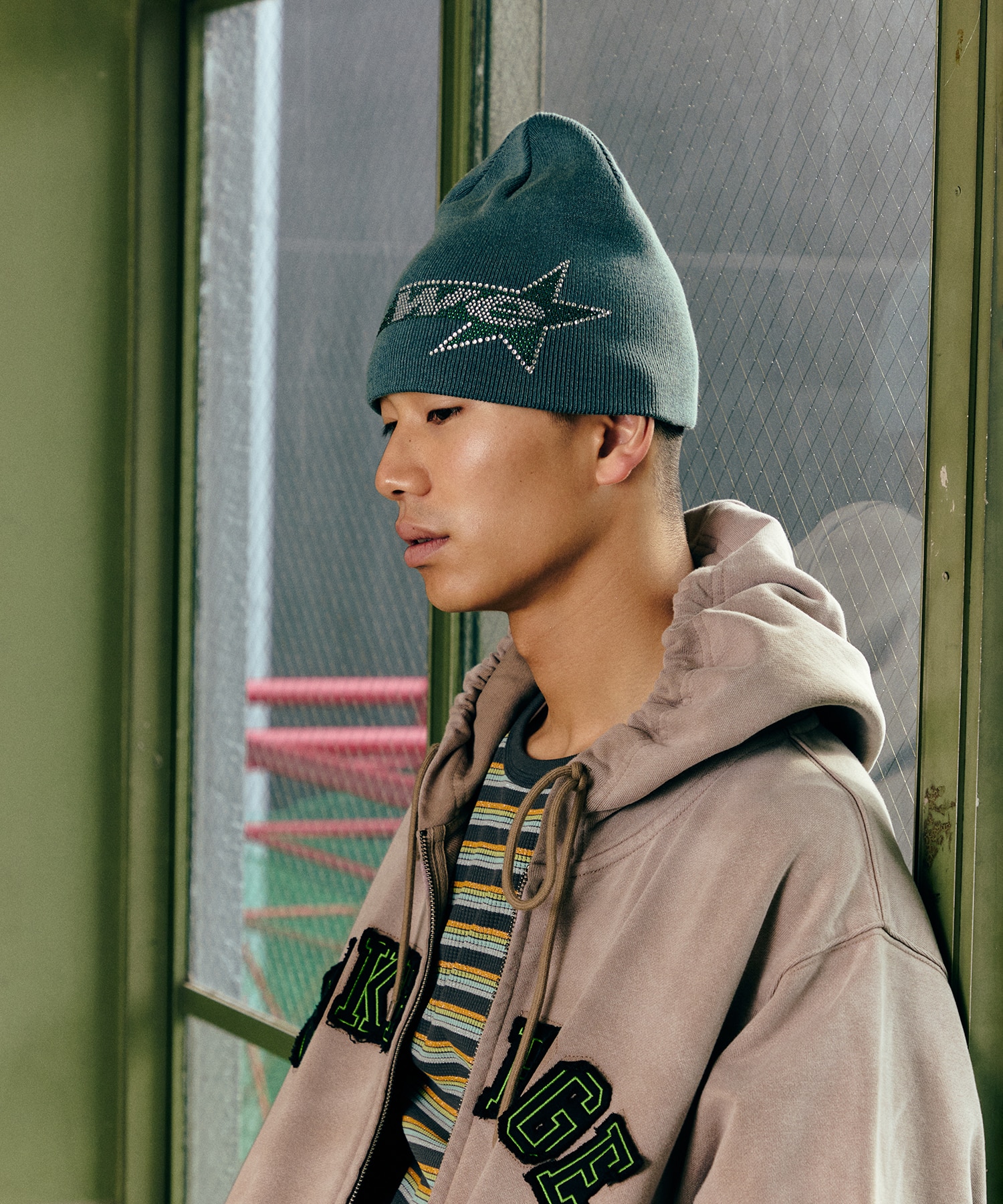 Rhinestone WE Star Logo Beanie WOKE EDGE