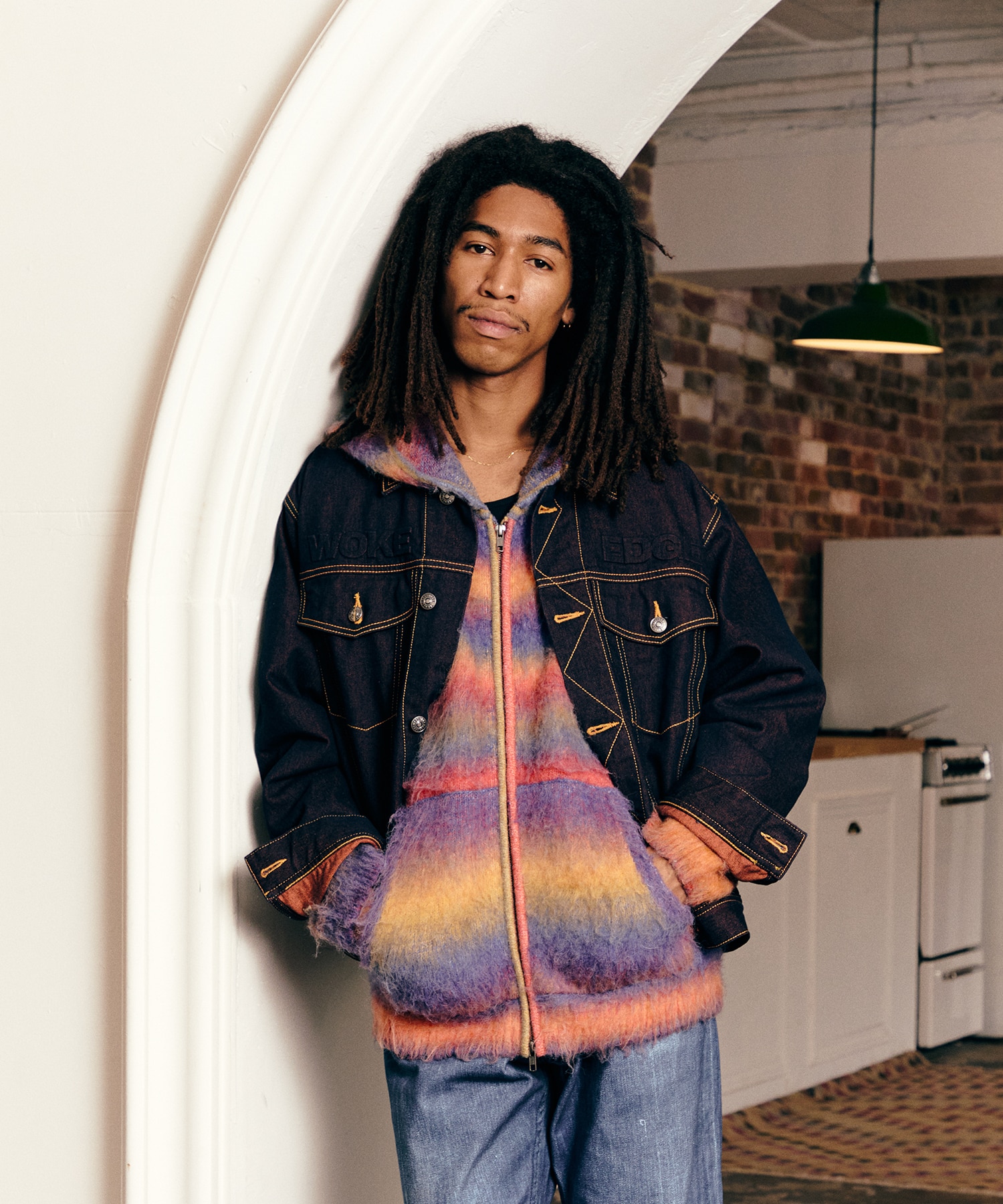 Gradation Mohair Zip Knit WOKE EDGE